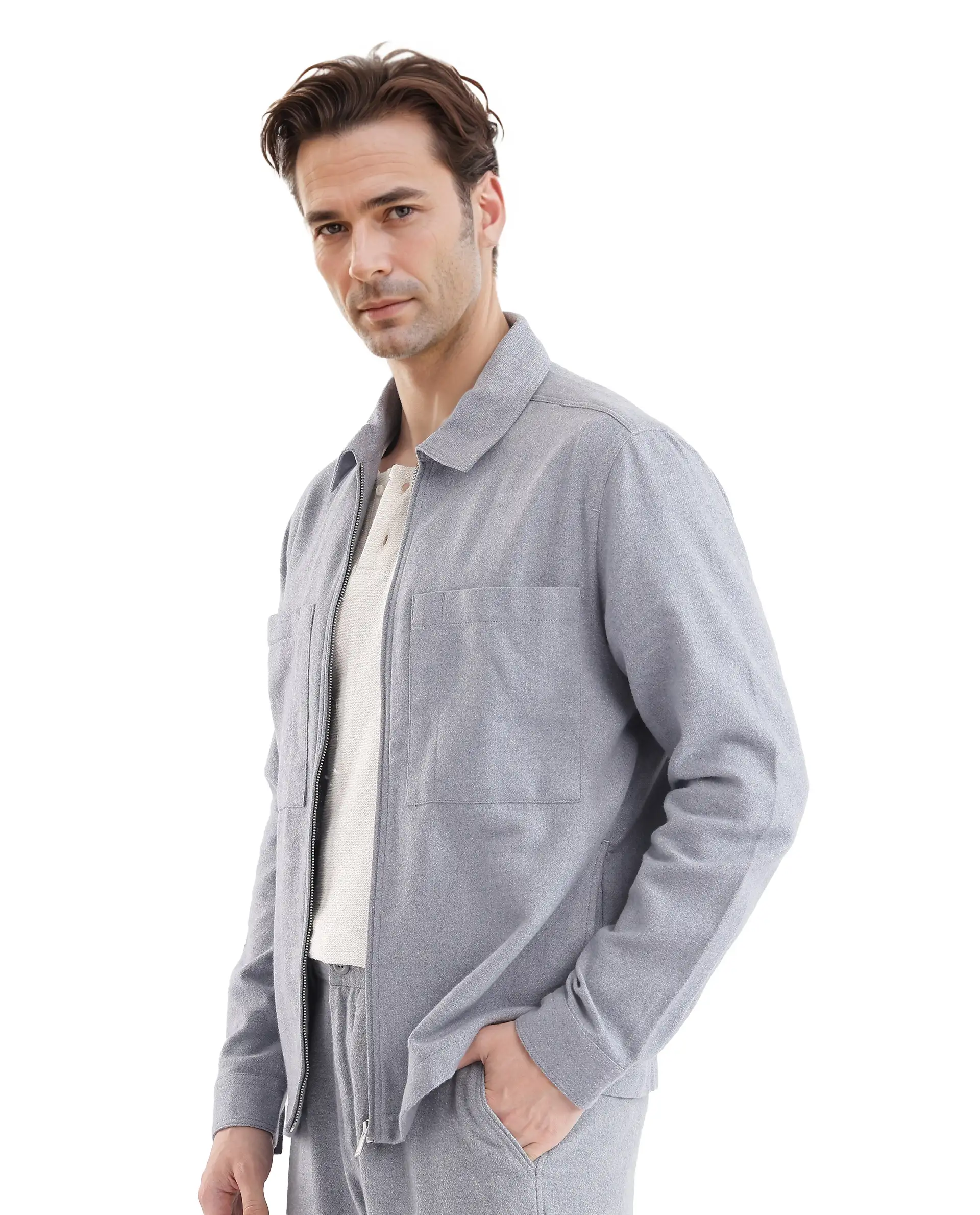 Rare Rabbit Men's Kaai Blue Polyester Blend Plain Regular Fit Full Sleeve Collared Shacket - Image 6