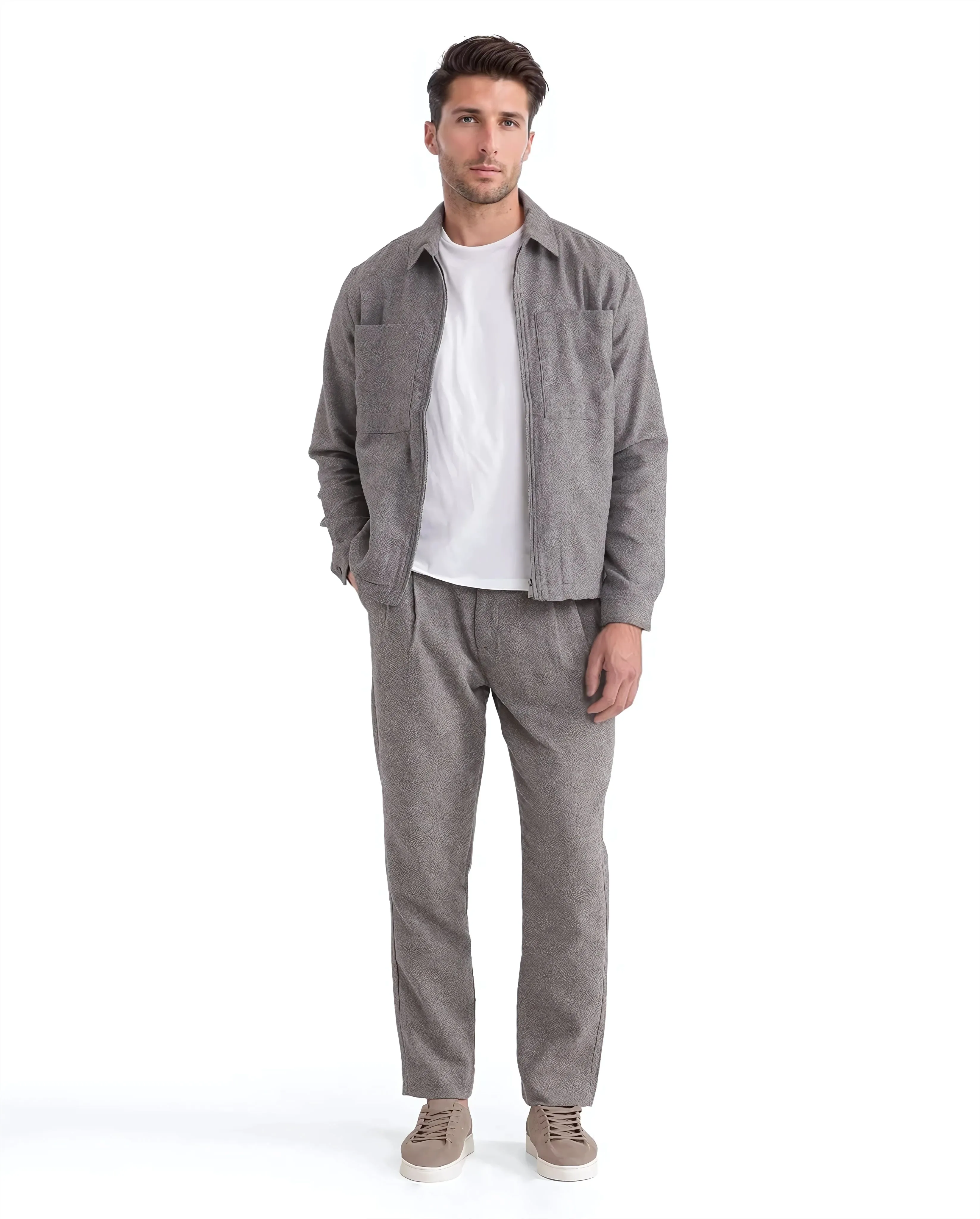 Rare Rabbit Men's Kaai Dark Grey Polyester Blend Plain Regular Fit Full Sleeve Collared Shacket - Image 2