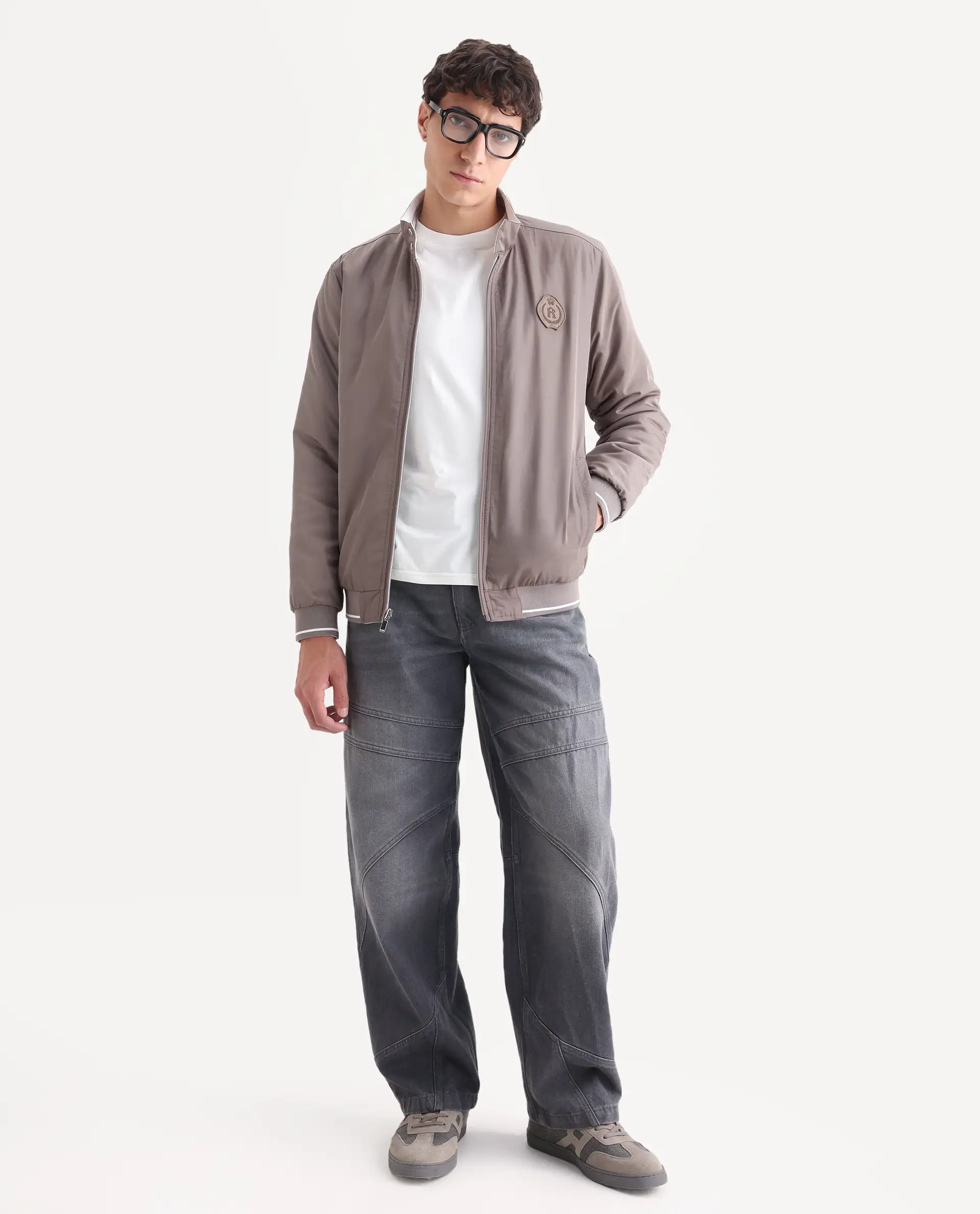 Rare Rabbit Men's Kaai Peach Polyester Blend Plain Regular Fit Full Sleeve Collared Shacket - Image 2