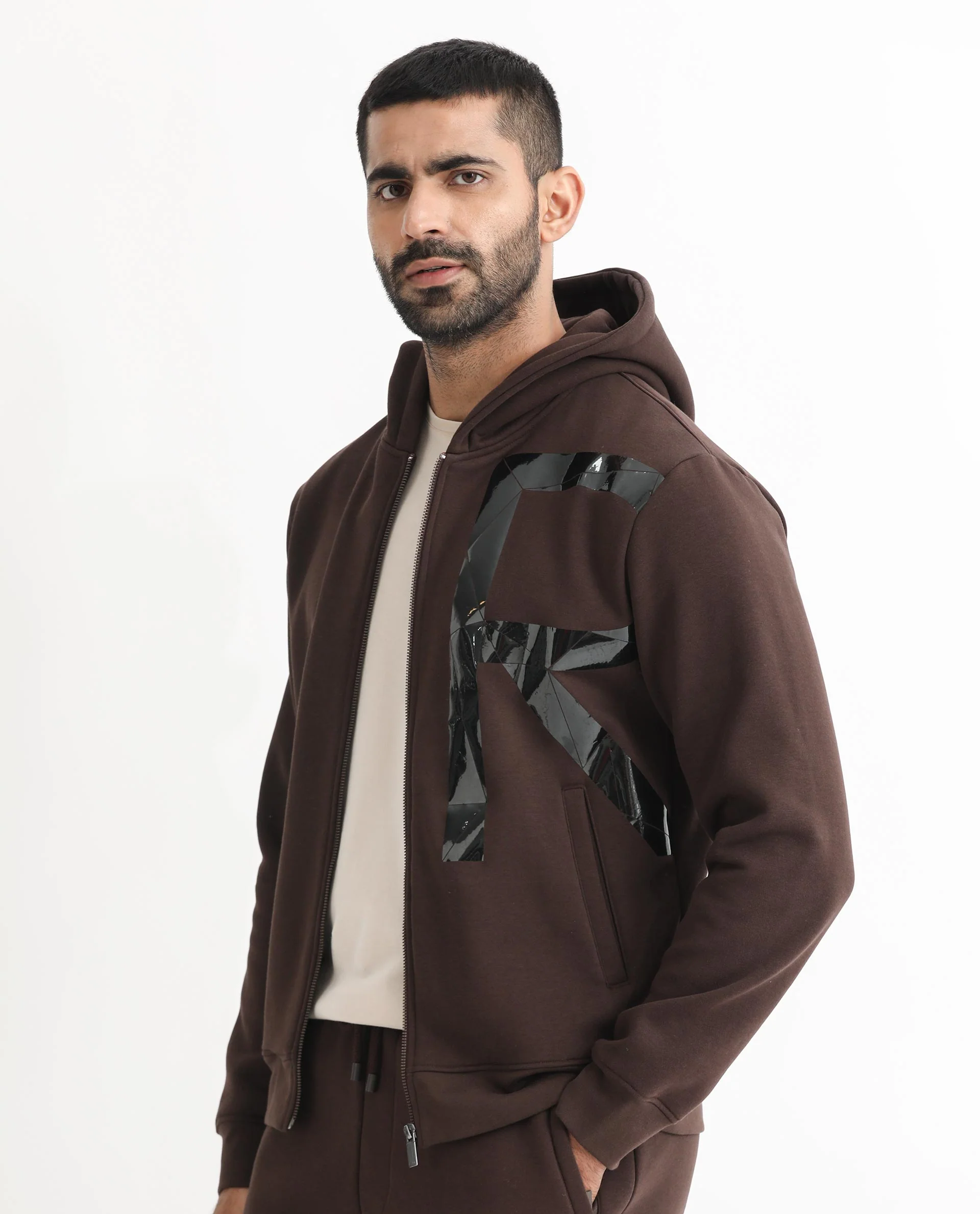 Rare Rabbit Men's Kaden Maroon Cotton Graphic Print Regular Fit Full Sleeve Hooded Sweatshirt - Image 5