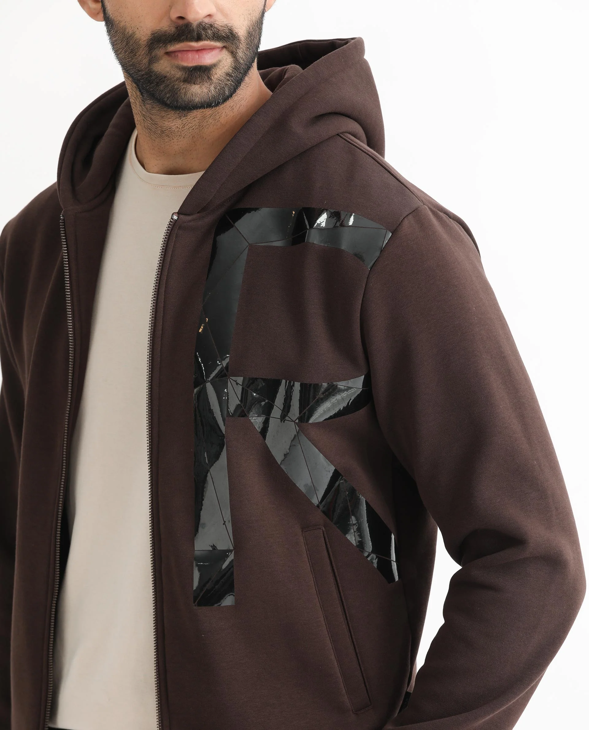 Rare Rabbit Men's Kaden Maroon Cotton Graphic Print Regular Fit Full Sleeve Hooded Sweatshirt - Image 7