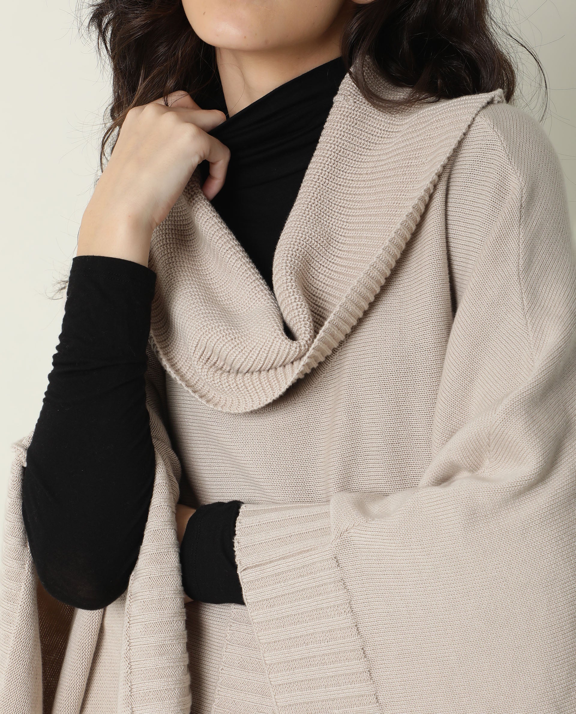 Rareism Womens Kafty Beige Over Layer Tube Neck Half Sleeve Oversize Fit - Image 3