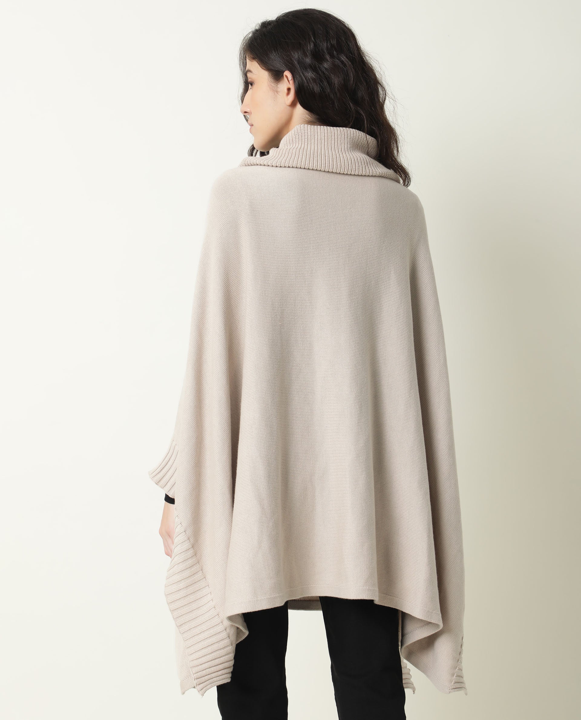 Rareism Womens Kafty Beige Over Layer Tube Neck Half Sleeve Oversize Fit - Image 7