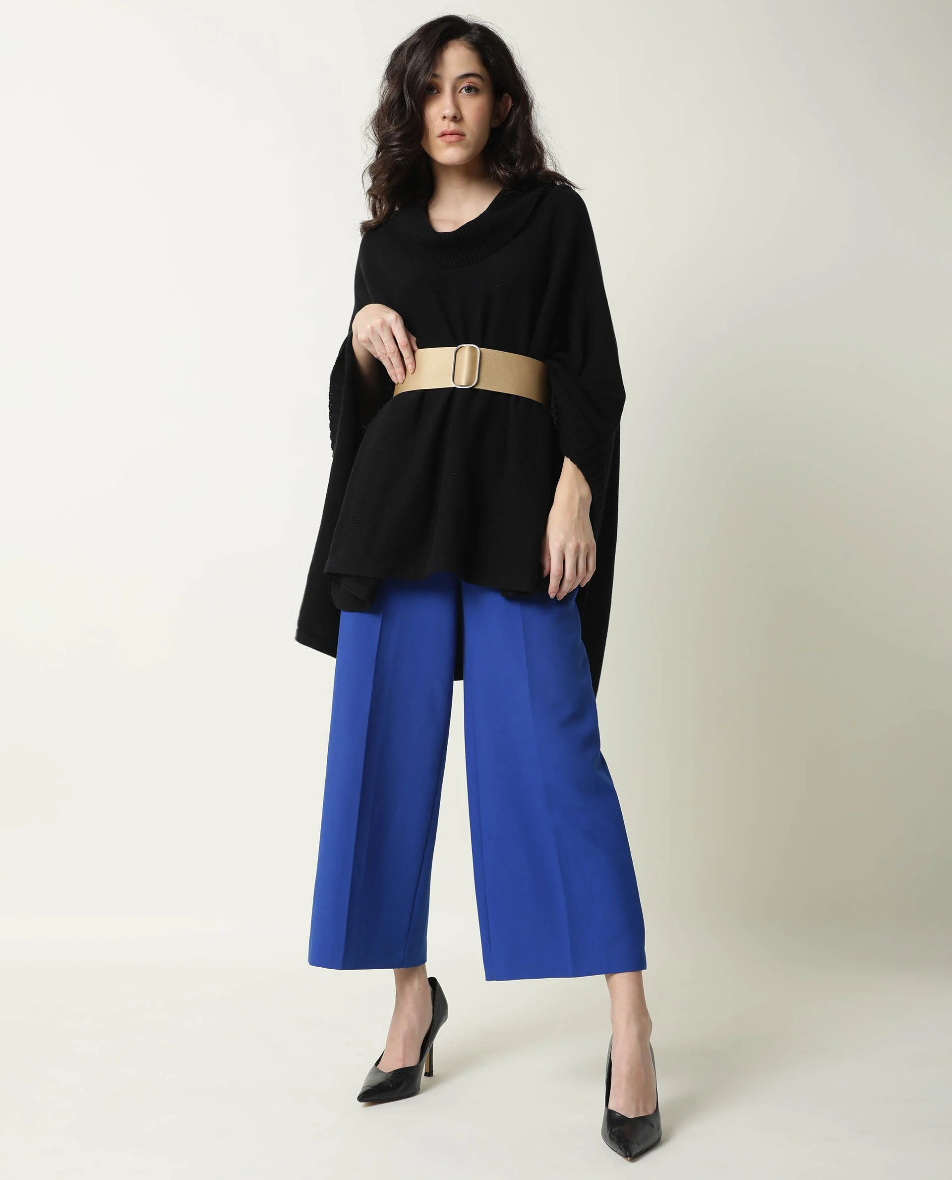 Rareism Women's Kafty Black Collarless Plain Knee Length Relaxed Fit Overlayer - Image 10
