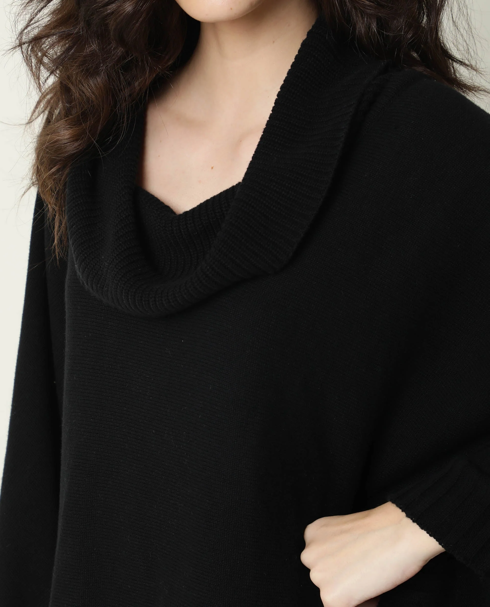Rareism Women's Kafty Black Collarless Plain Knee Length Relaxed Fit Overlayer - Image 3