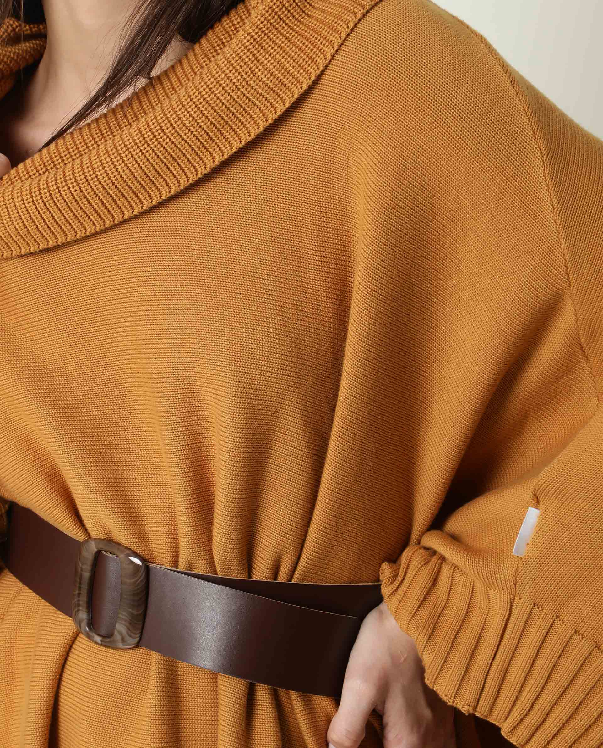 Rareism Womens Kafty Brown Over Layer Tube Neck Half Sleeve Oversize Fit - Image 3