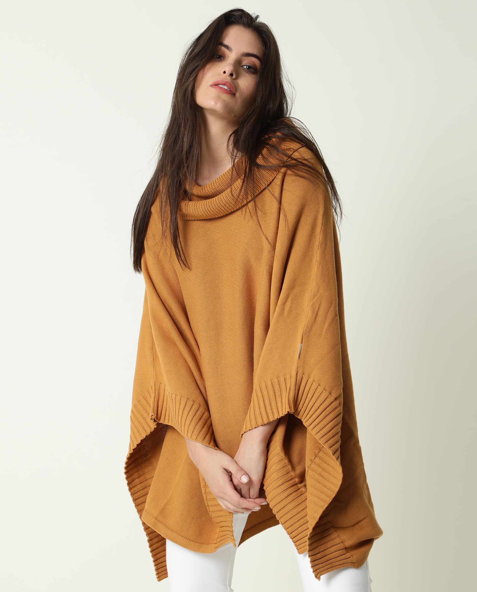 Rareism Womens Kafty Brown Over Layer Tube Neck Half Sleeve Oversize Fit - Image 4