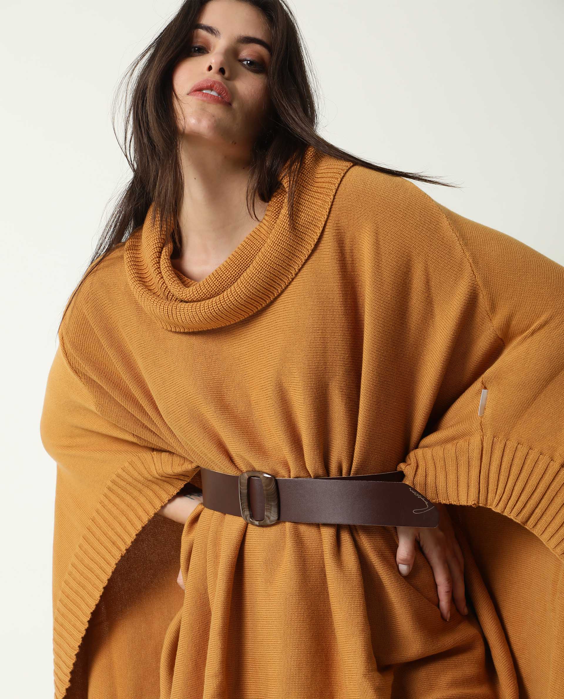 Rareism Womens Kafty Brown Over Layer Tube Neck Half Sleeve Oversize Fit - Image 5