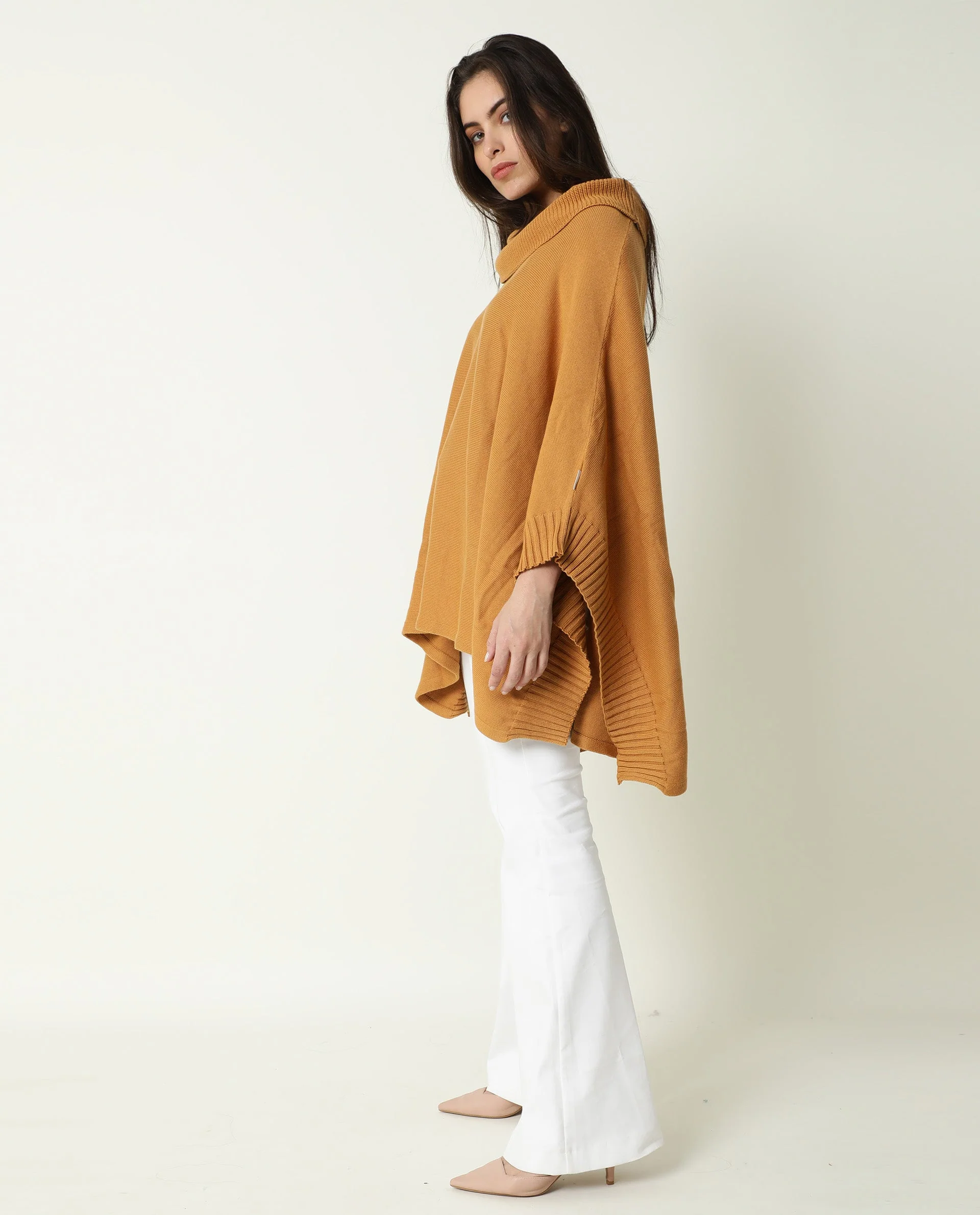 Rareism Womens Kafty Brown Over Layer Tube Neck Half Sleeve Oversize Fit - Image 6