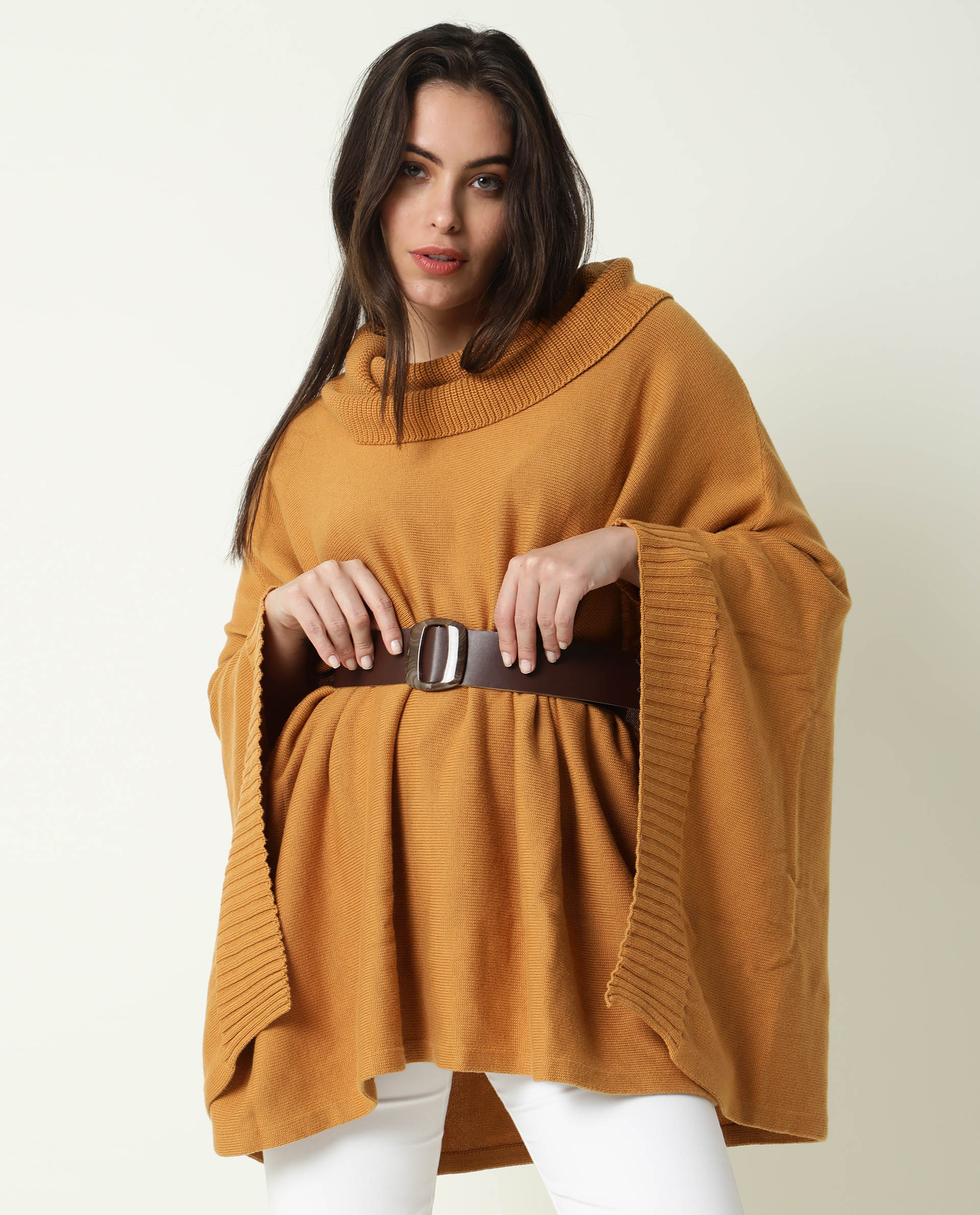 Rareism Womens Kafty Brown Over Layer Tube Neck Half Sleeve Oversize Fit - Image 8