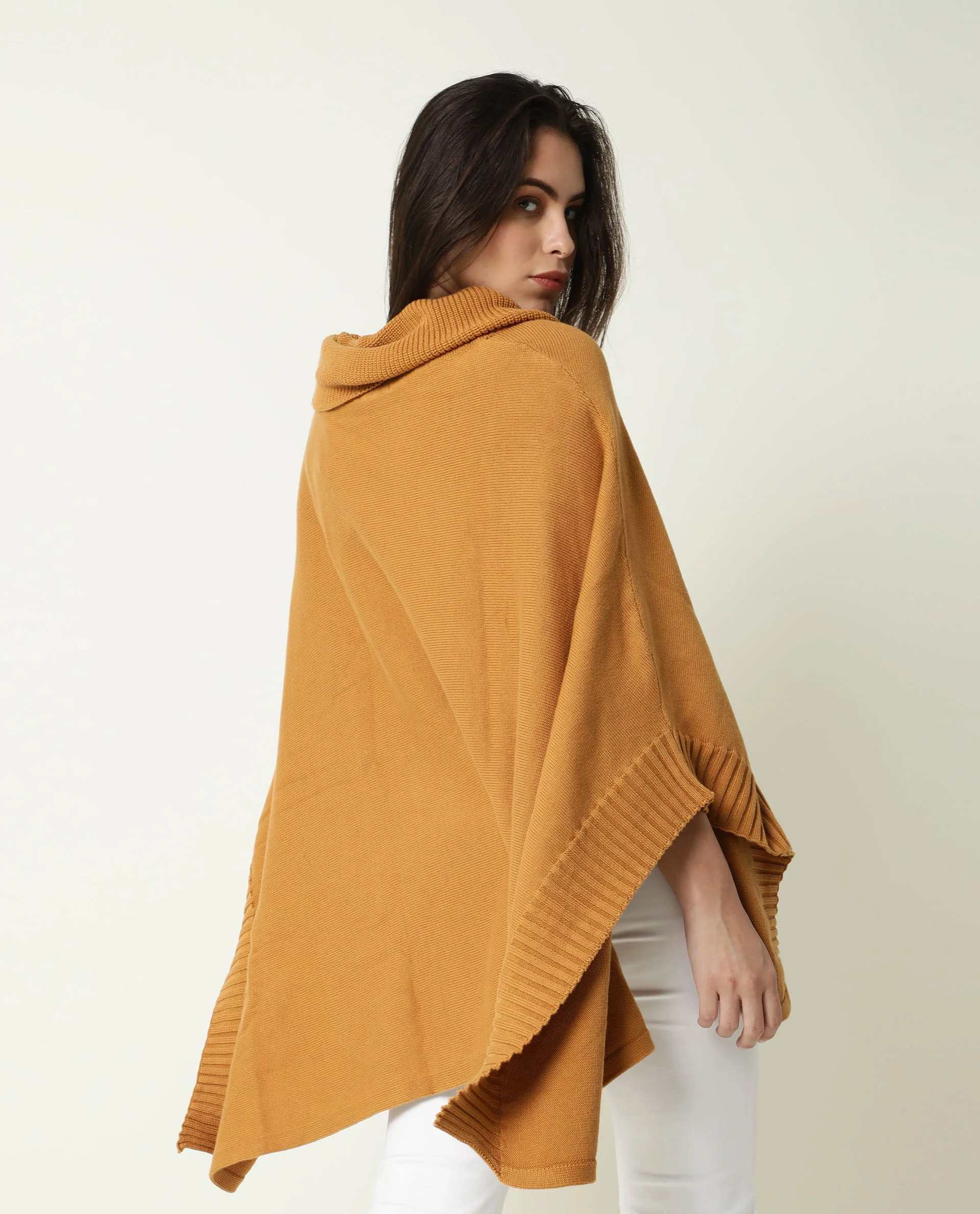 Rareism Womens Kafty Brown Over Layer Tube Neck Half Sleeve Oversize Fit - Image 9