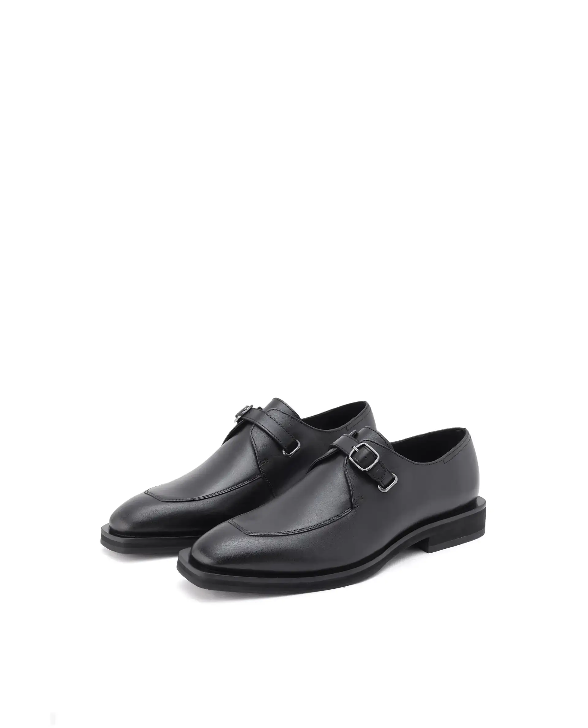 Rare Rabbit Men Kai Black Genuine Leather Buckle Strap Slip-On Loafers - Image 3