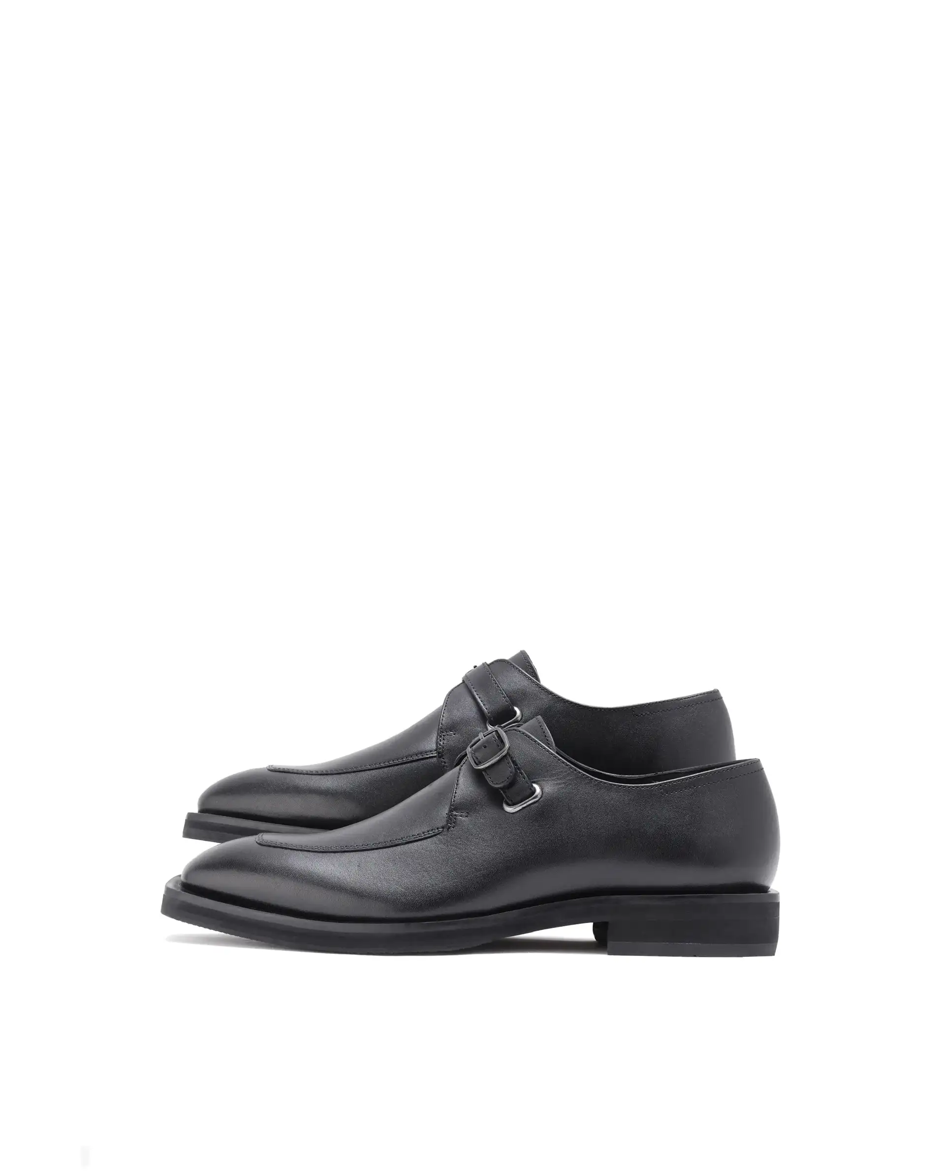 Rare Rabbit Men Kai Black Genuine Leather Buckle Strap Slip-On Loafers - Image 4