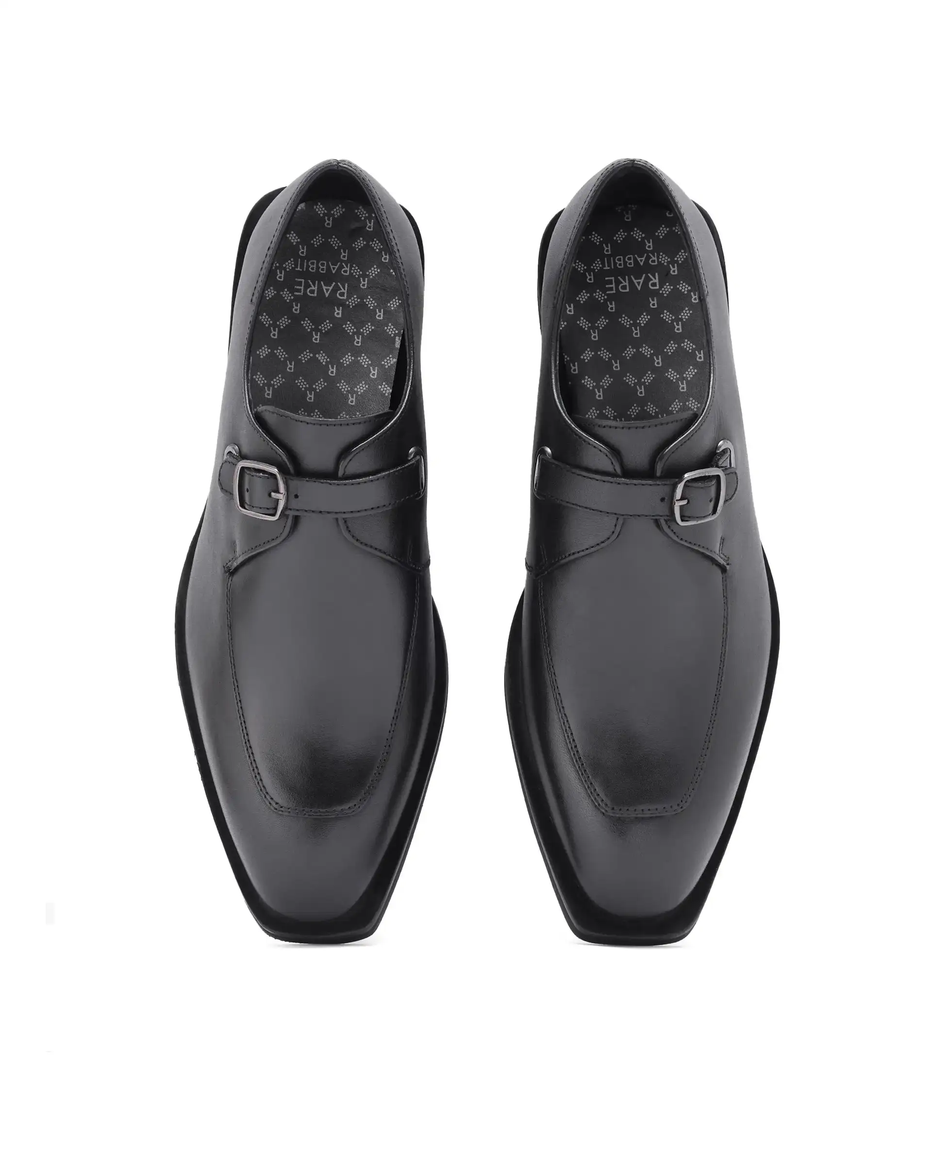 Rare Rabbit Men Kai Black Genuine Leather Buckle Strap Slip-On Loafers - Image 7