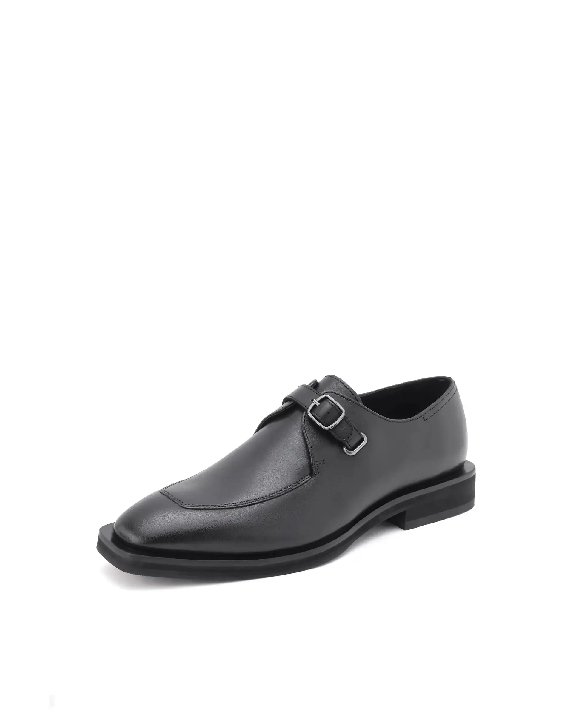 Rare Rabbit Men Kai Black Genuine Leather Buckle Strap Slip-On Loafers - Image 8