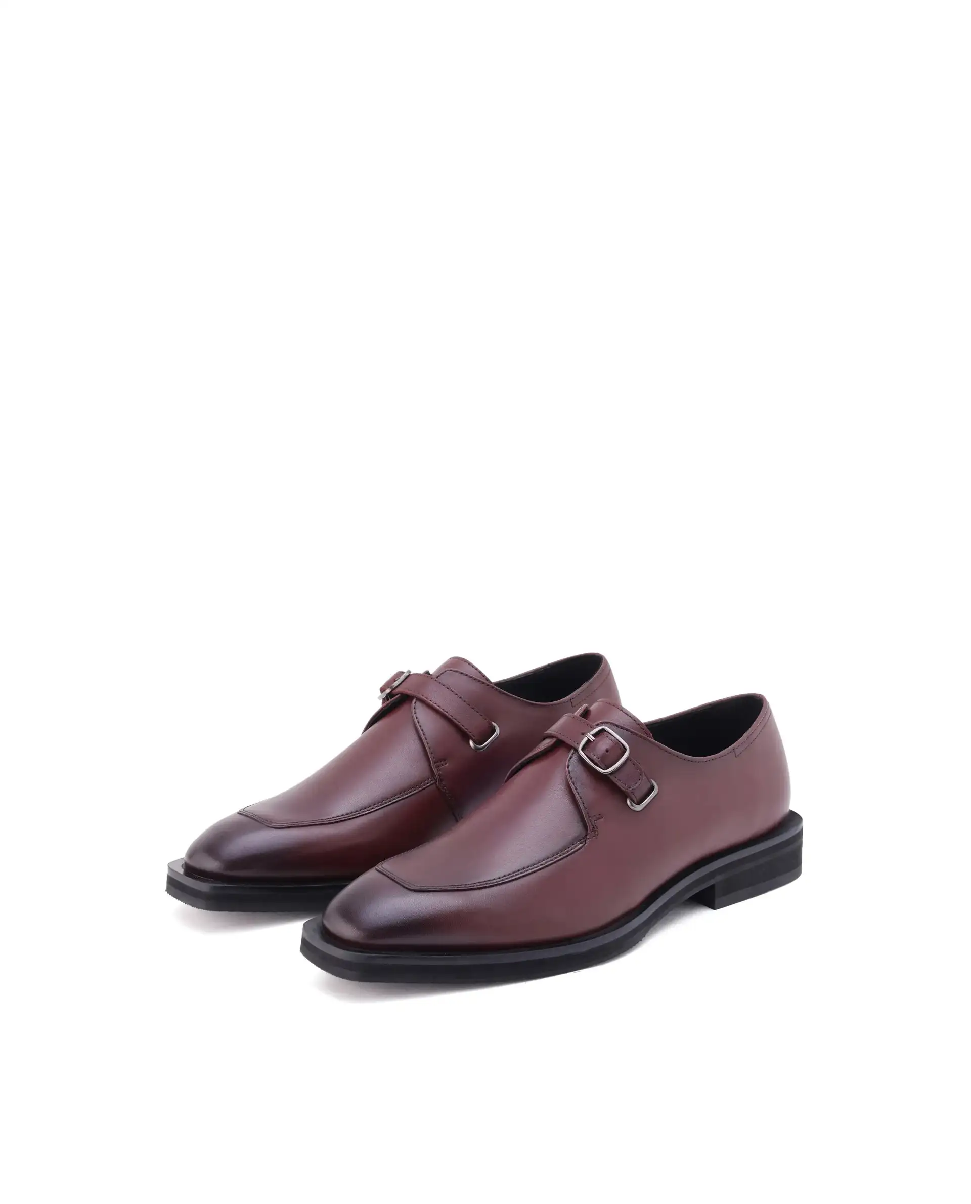 Rare Rabbit Men Kai Maroon Genuine Leather Buckle Strap Slip-On Loafers - Image 3
