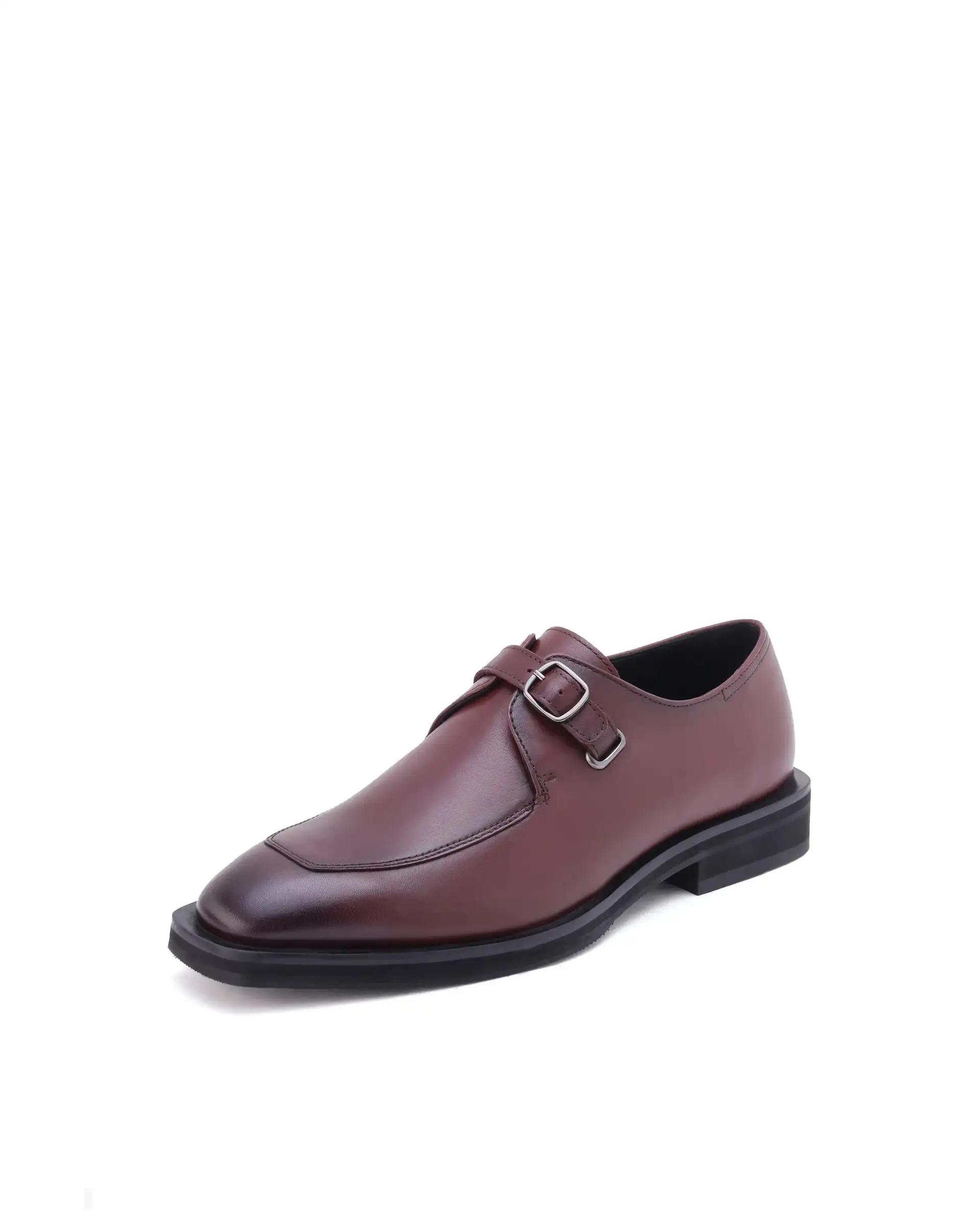 Rare Rabbit Men Kai Maroon Genuine Leather Buckle Strap Slip-On Loafers - Image 4