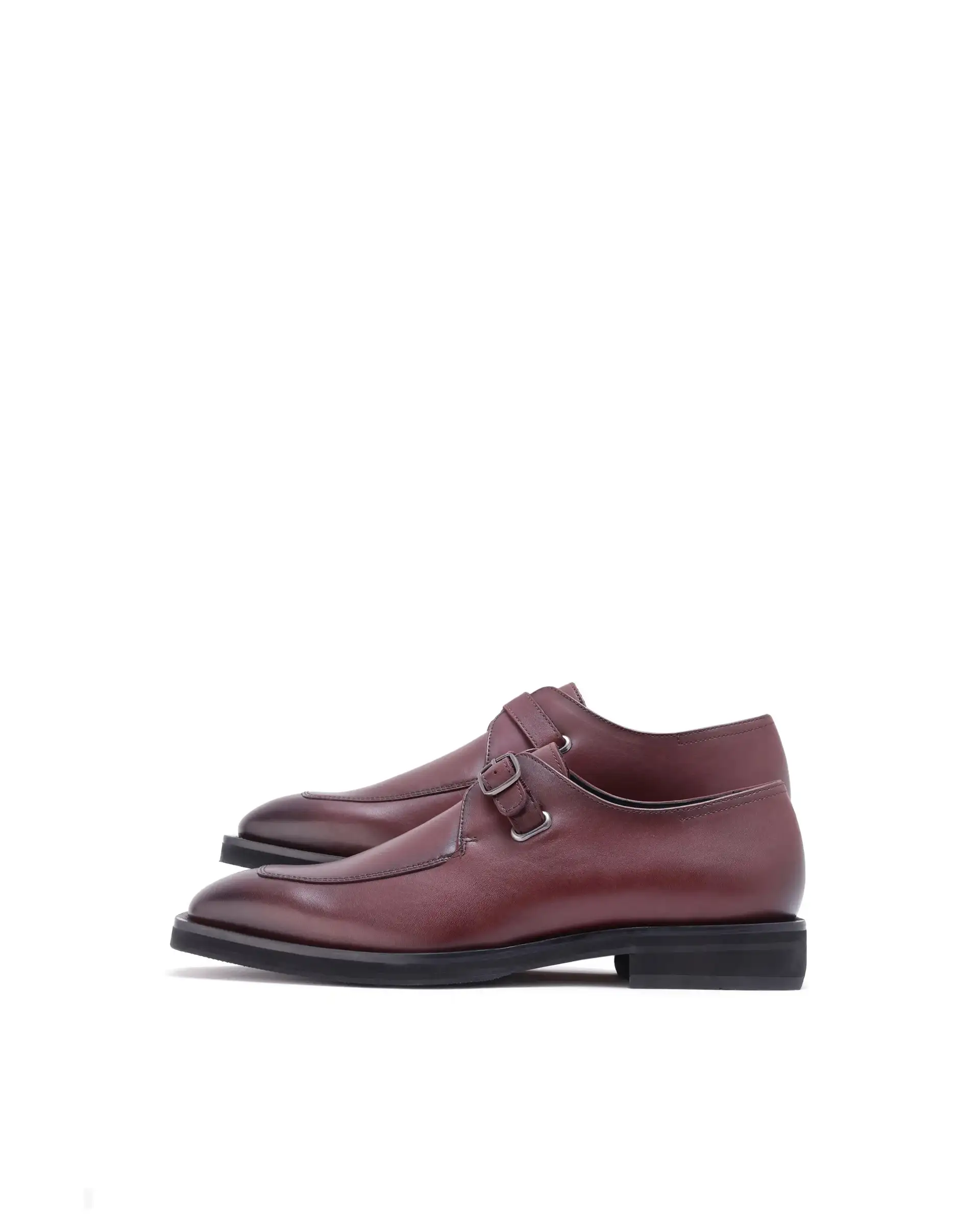 Rare Rabbit Men Kai Maroon Genuine Leather Buckle Strap Slip-On Loafers - Image 5
