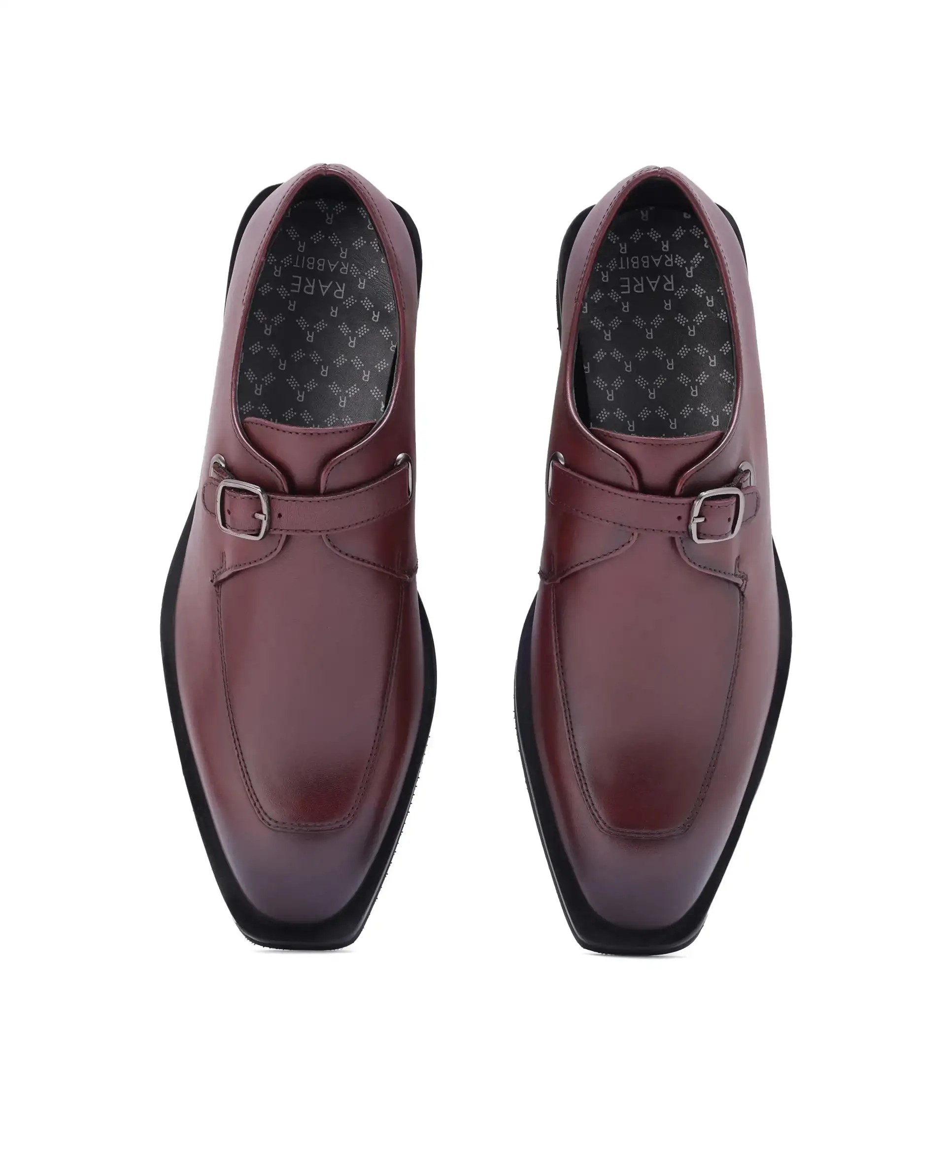 Rare Rabbit Men Kai Maroon Genuine Leather Buckle Strap Slip-On Loafers - Image 6