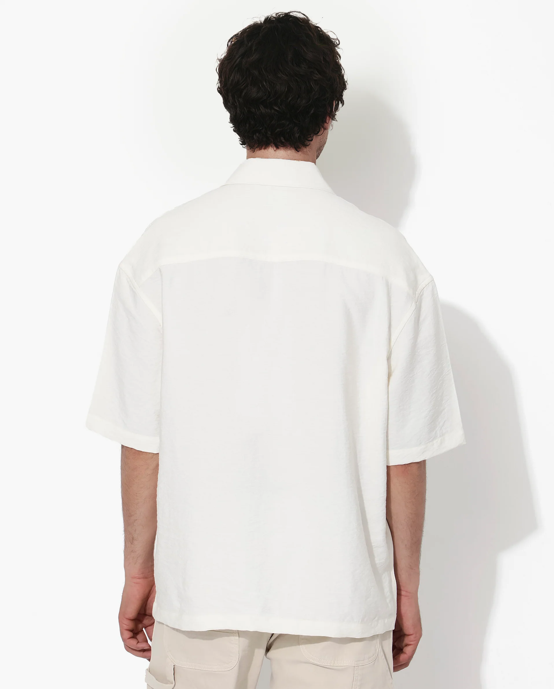 Rare Rabbit Articale Men's Kai Light Beige Viscose Nylon Fabric Short Sleeve Zip Closure Boxy Fit Solid Shirt - Image 6