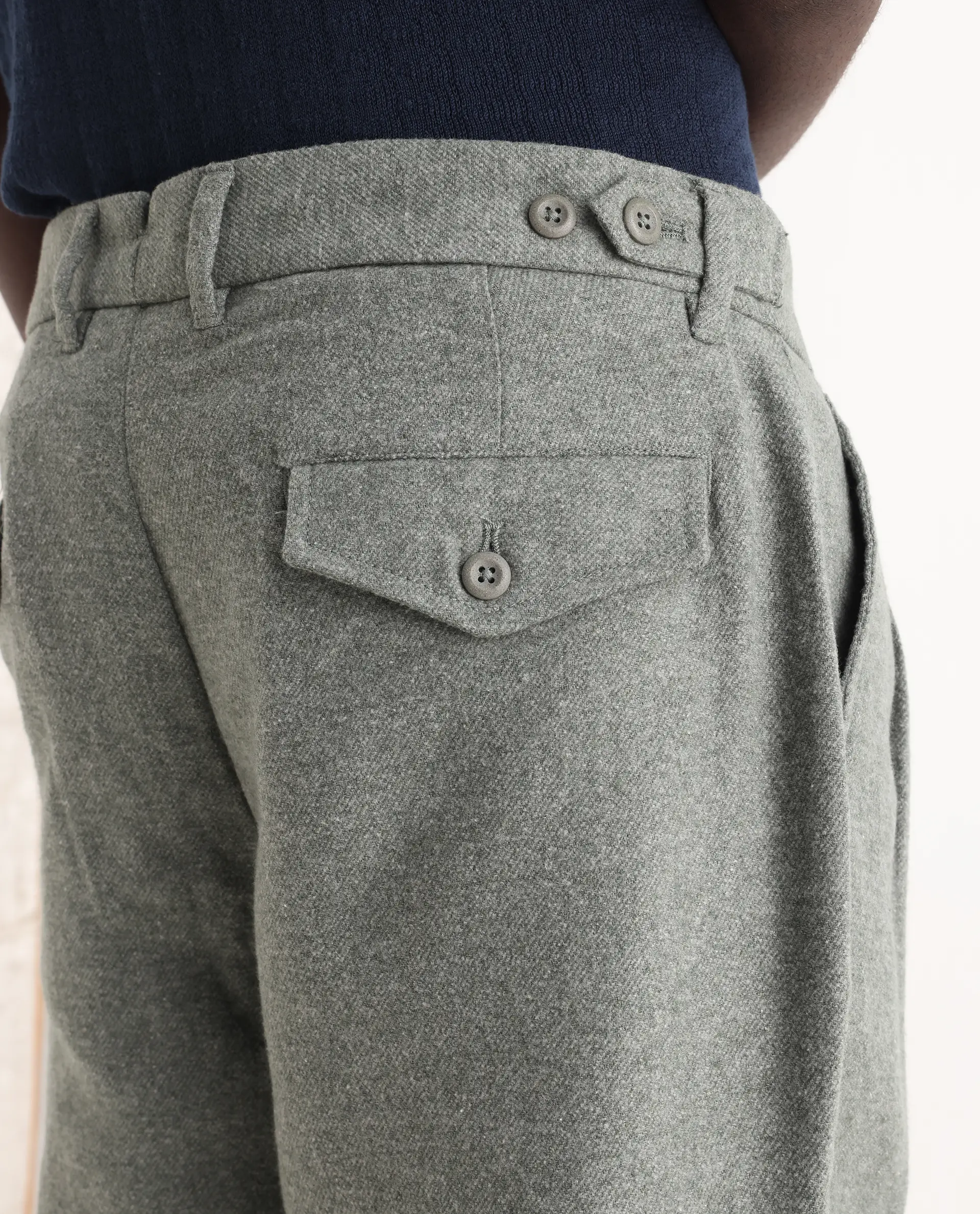 Rare Rabbit Men's Kaino Dark Green Felt Plain Regular Fit Trouser - Image 8