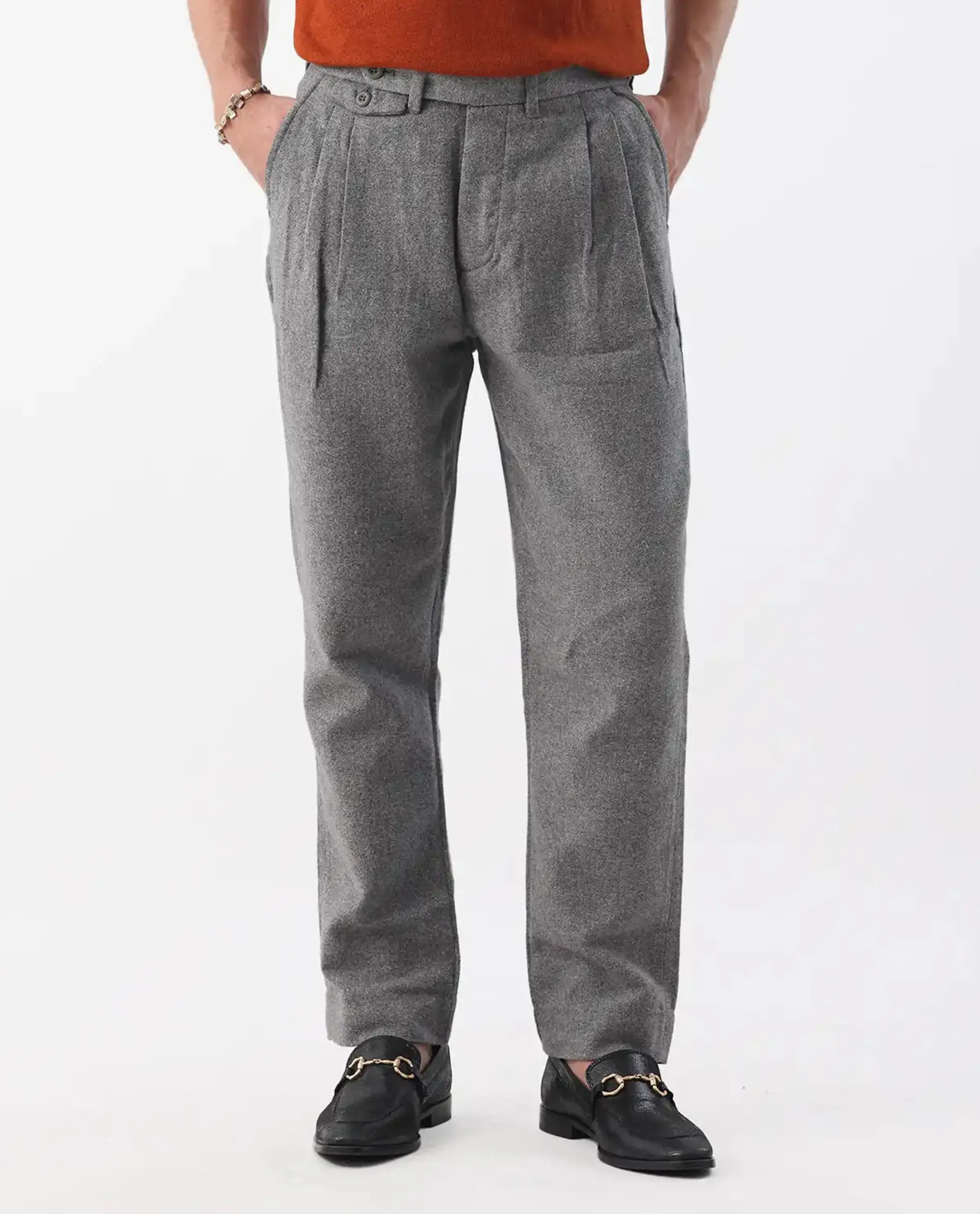 Rare Rabbit Men's Kaino Dark Grey 100% Linen Plain Regular Fit Trouser - Image 10