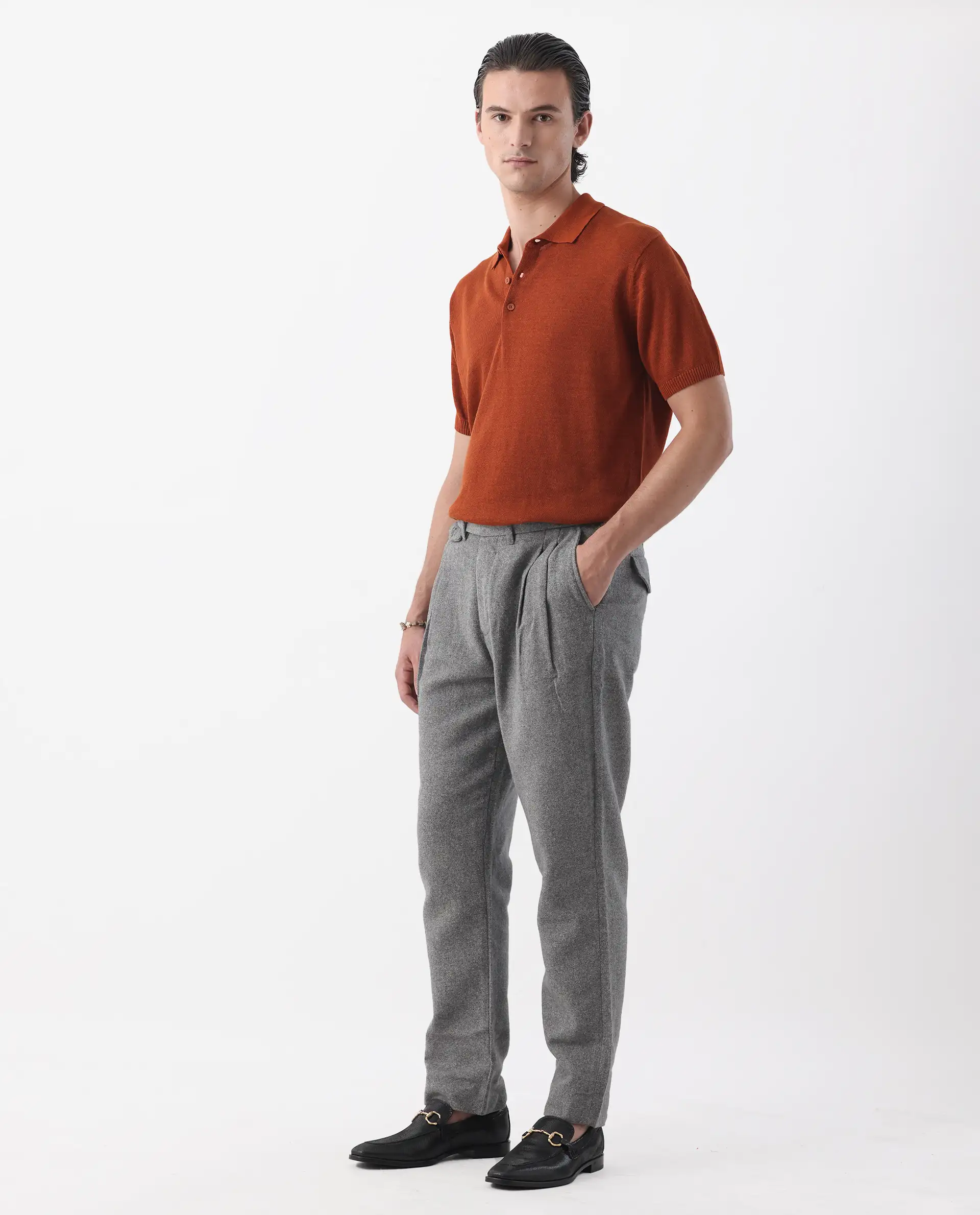 Rare Rabbit Men's Kaino Dark Grey 100% Linen Plain Regular Fit Trouser - Image 4