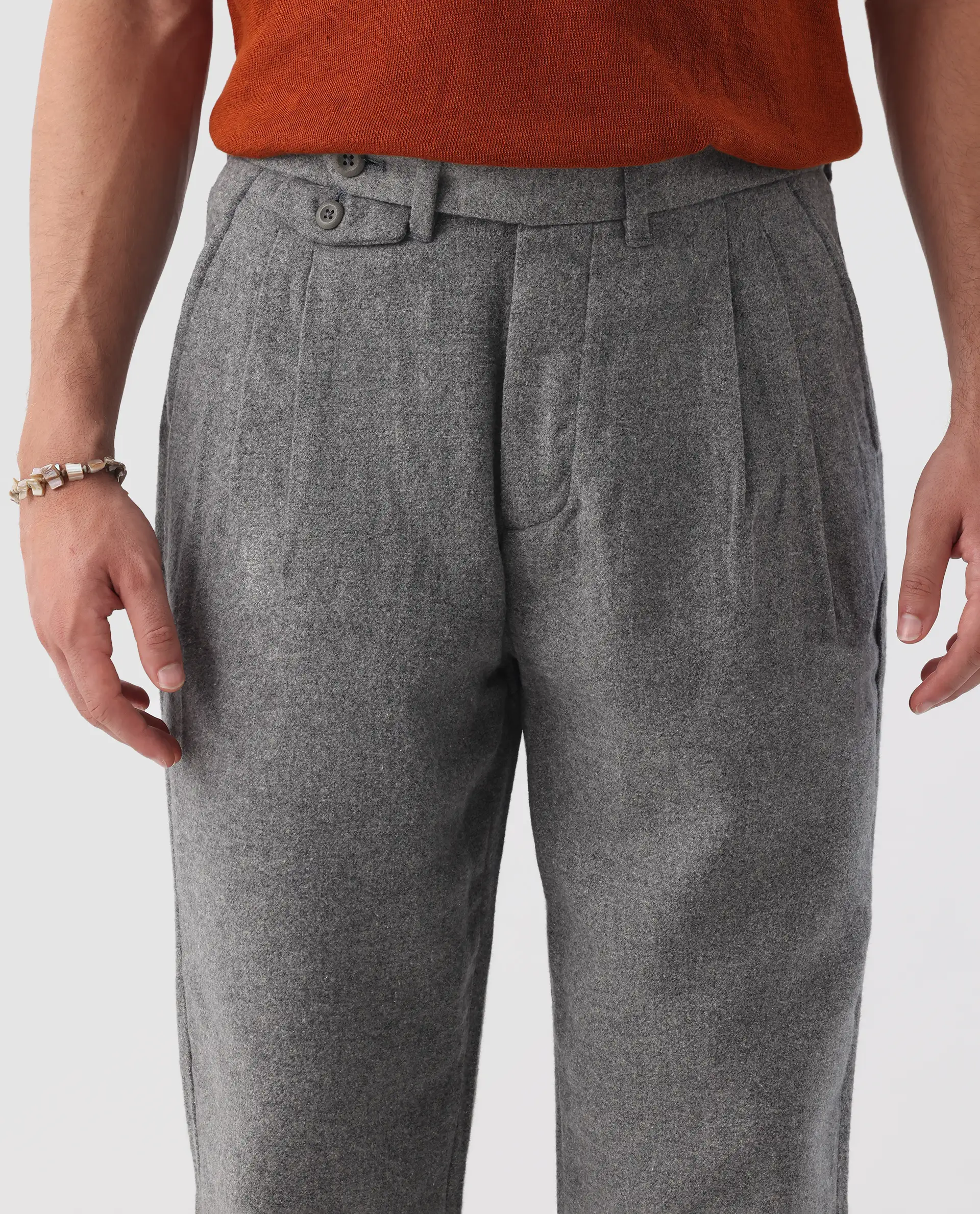Rare Rabbit Men's Kaino Dark Grey 100% Linen Plain Regular Fit Trouser - Image 6