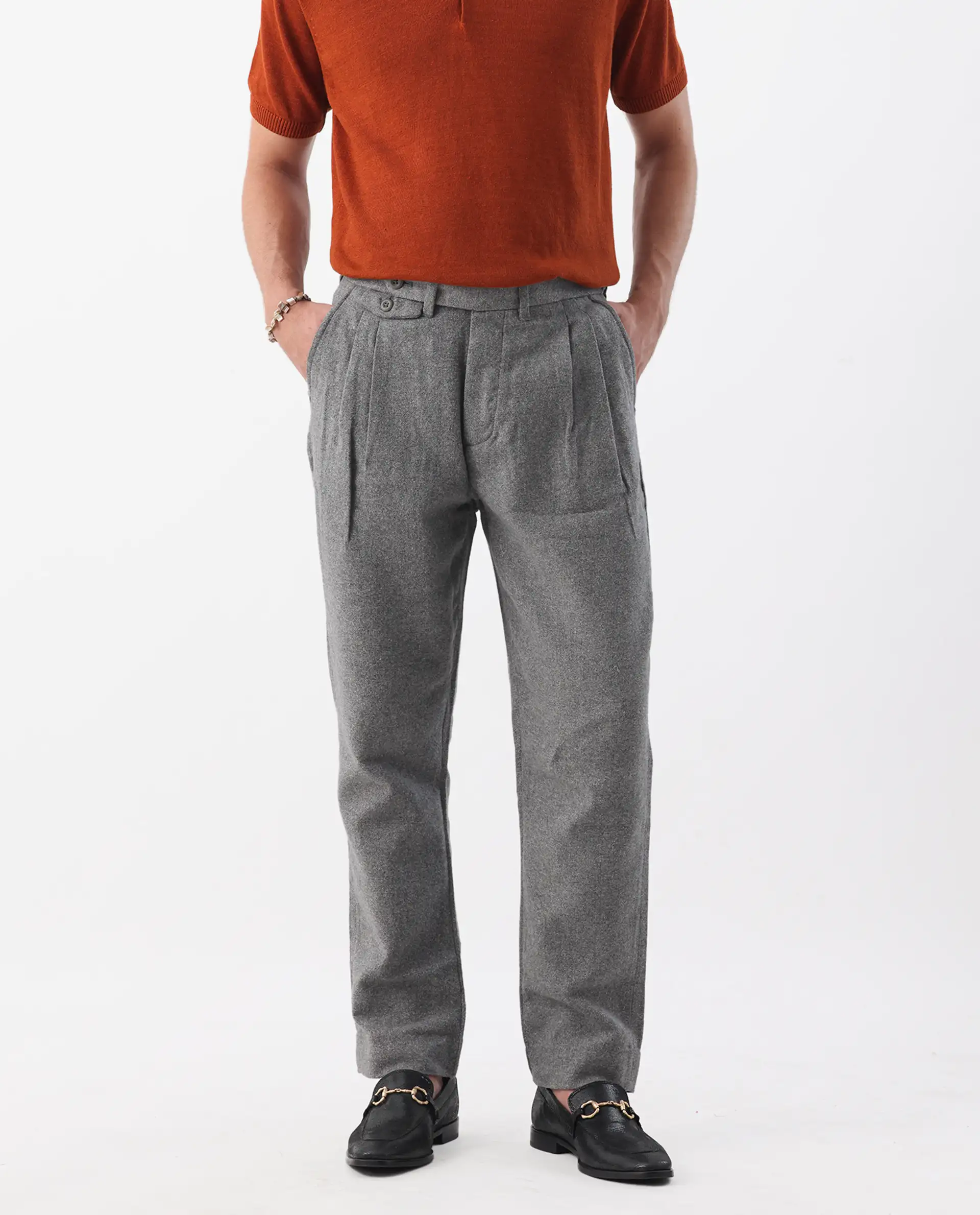 Rare Rabbit Men's Kaino Dark Grey 100% Linen Plain Regular Fit Trouser - Image 7