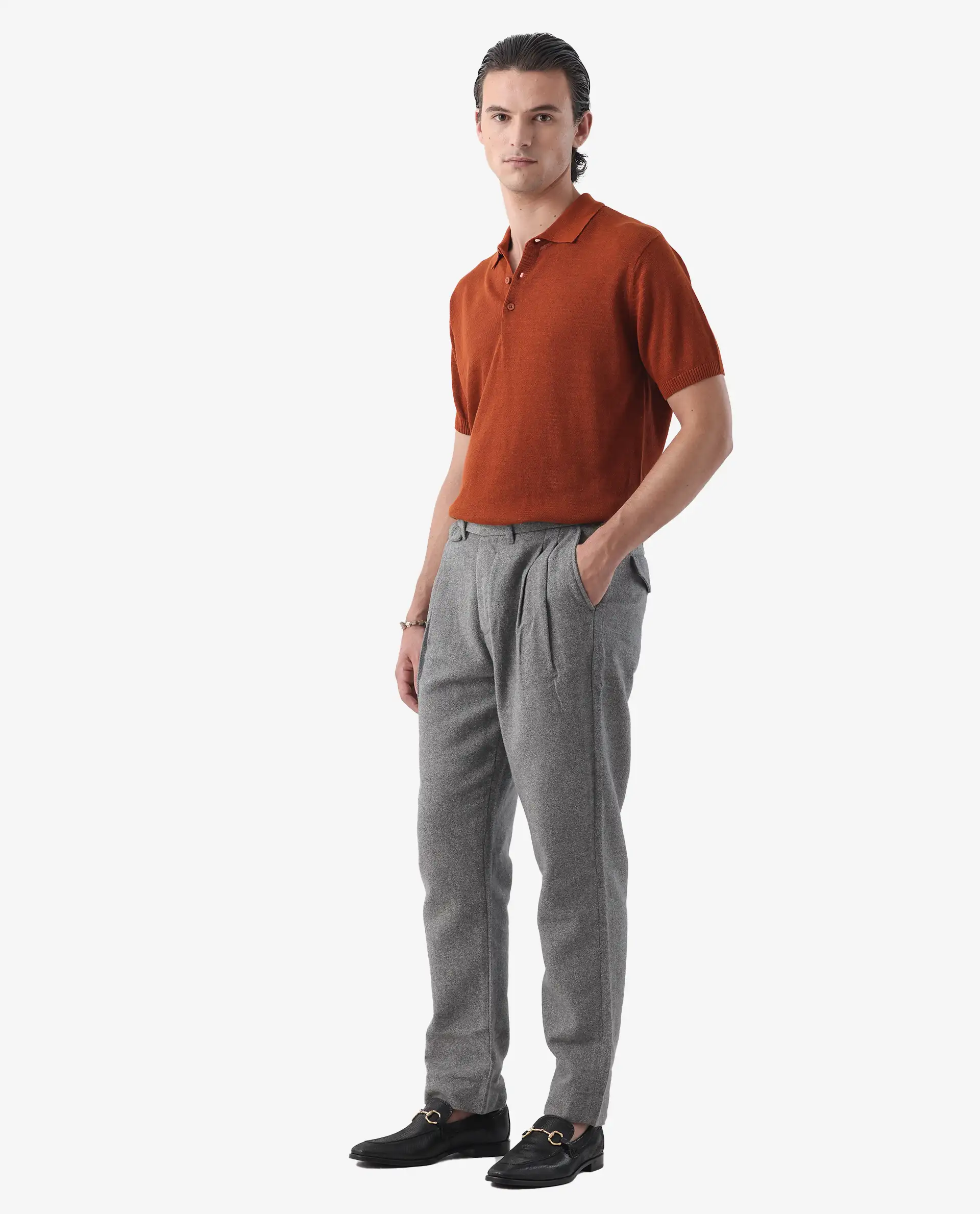 Rare Rabbit Men's Kaino Dark Grey 100% Linen Plain Regular Fit Trouser - Image 9