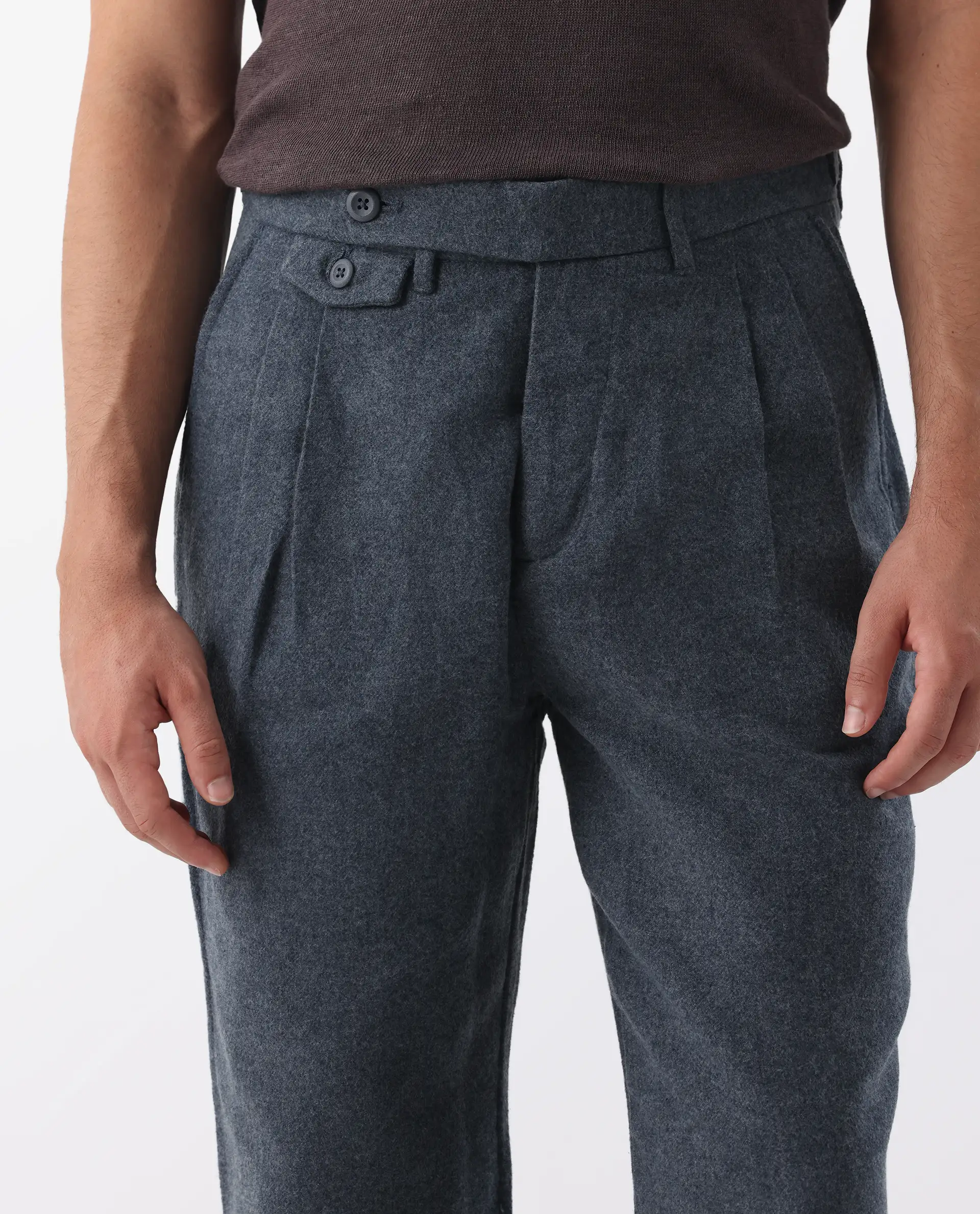 Rare Rabbit Men's Kaino Navy 100% Linen Plain Regular Fit Trouser - Image 2