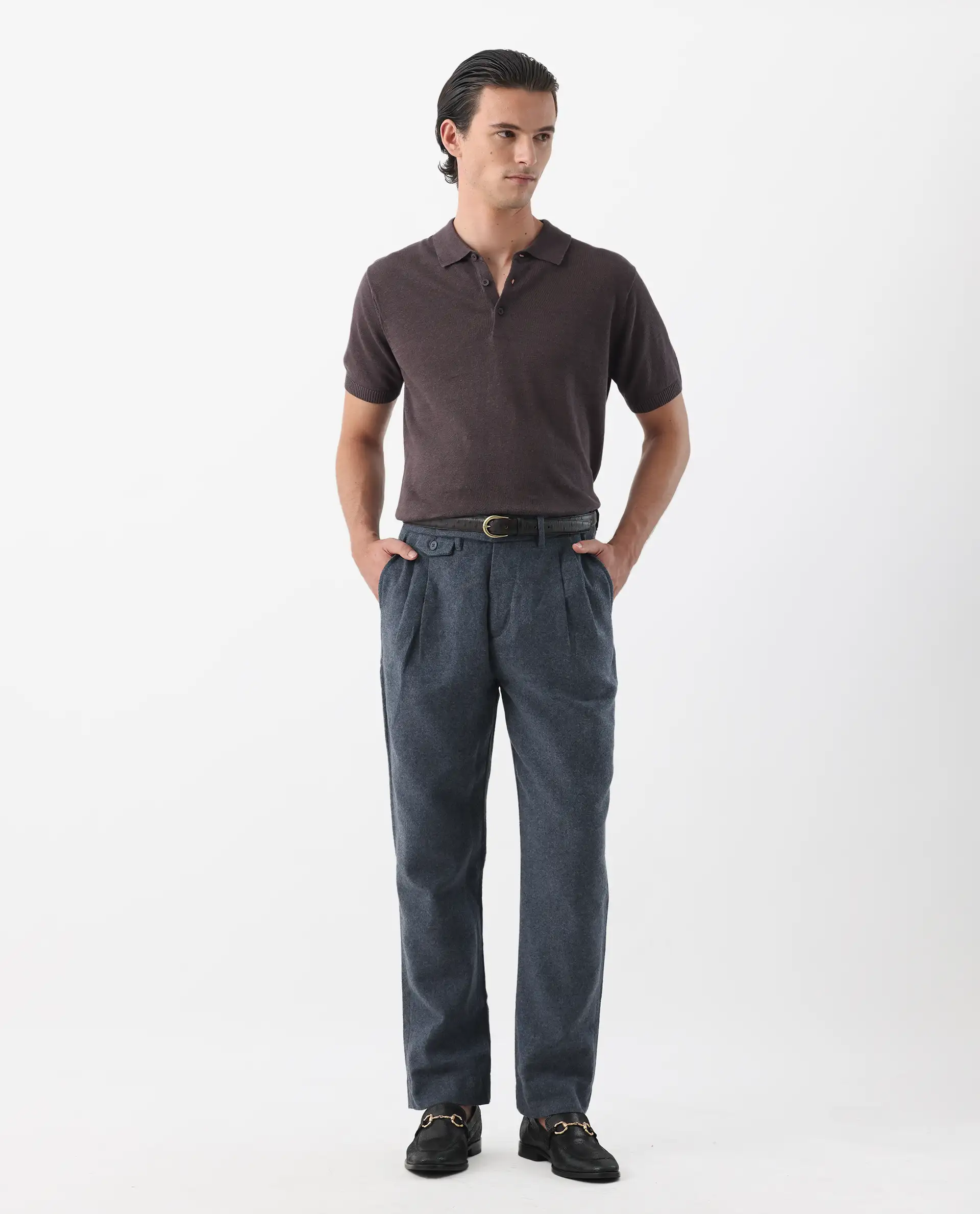 Rare Rabbit Men's Kaino Navy 100% Linen Plain Regular Fit Trouser - Image 3