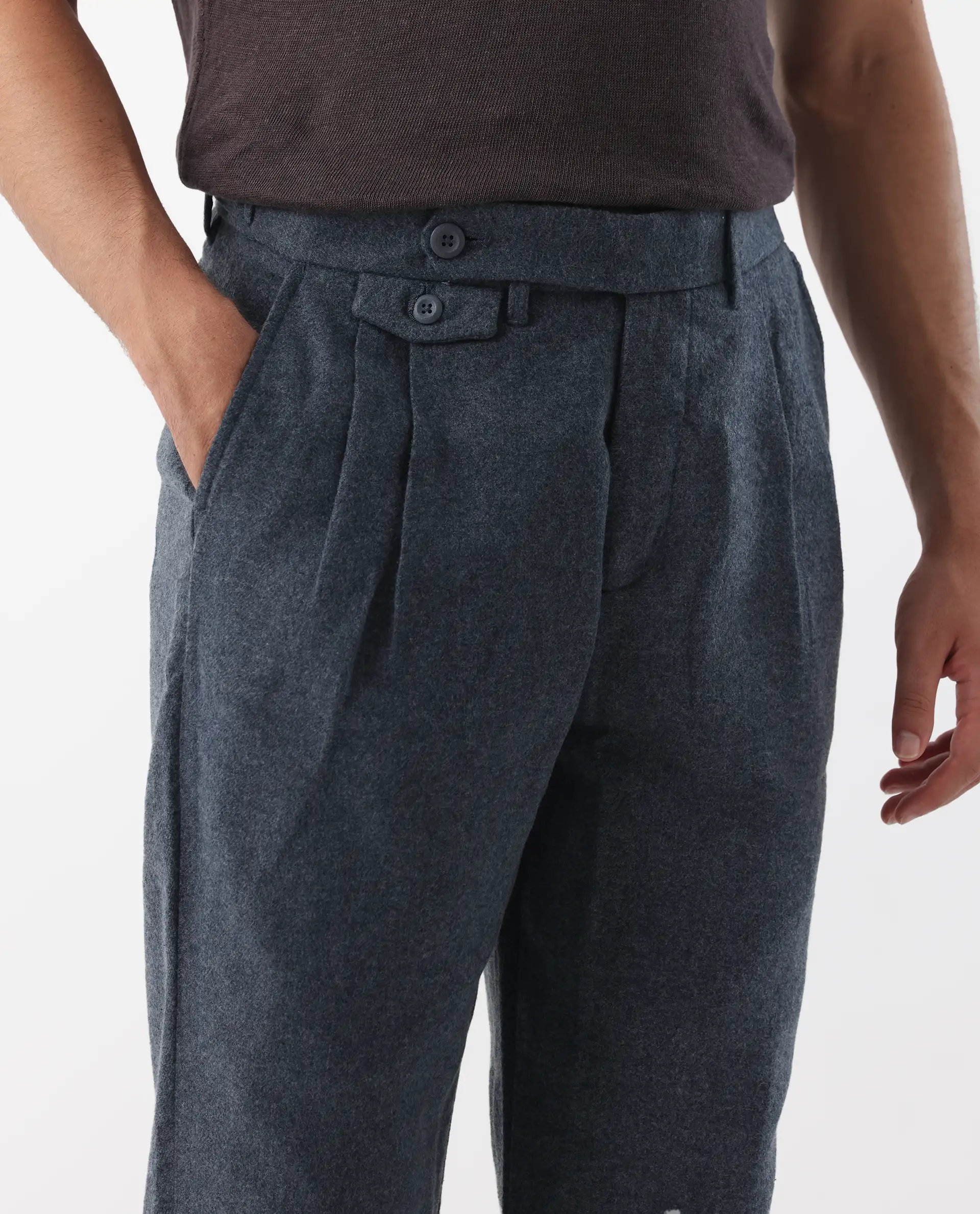 Rare Rabbit Men's Kaino Navy 100% Linen Plain Regular Fit Trouser - Image 4