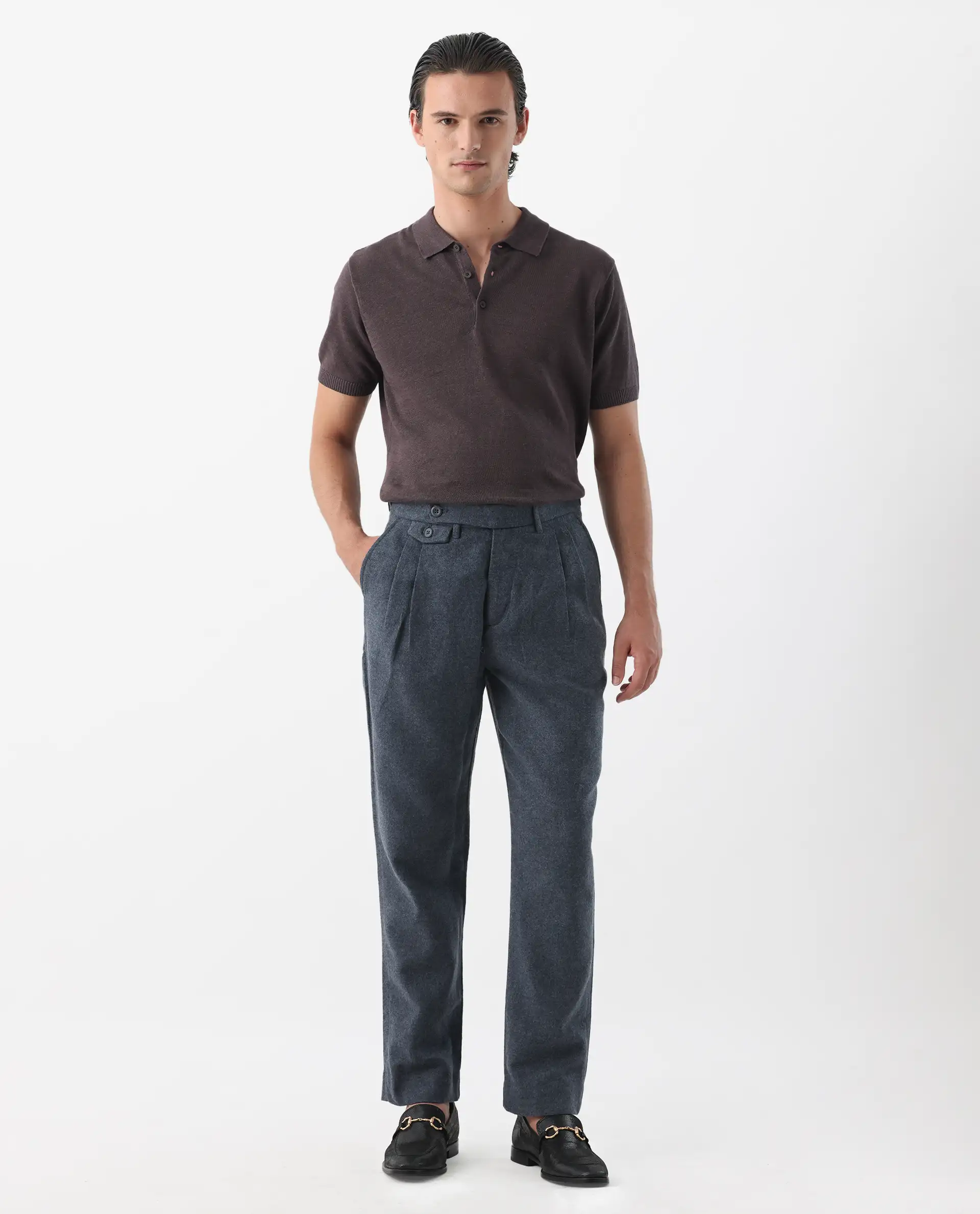 Rare Rabbit Men's Kaino Navy 100% Linen Plain Regular Fit Trouser - Image 5