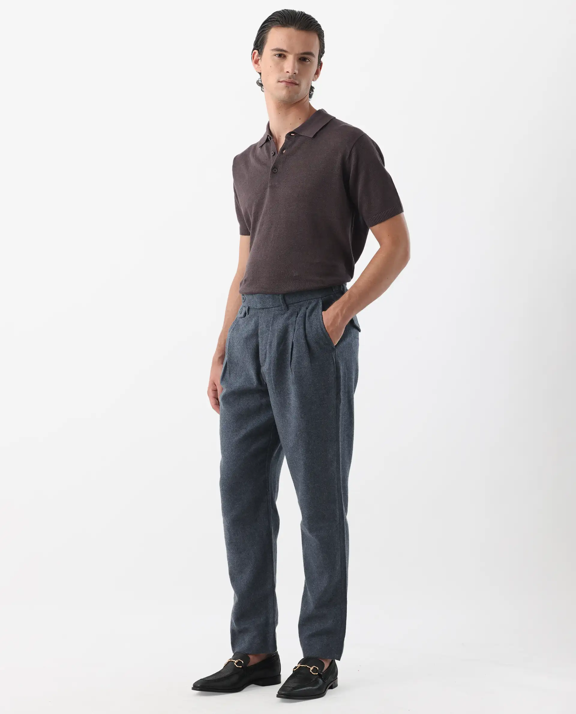 Rare Rabbit Men's Kaino Navy 100% Linen Plain Regular Fit Trouser - Image 6