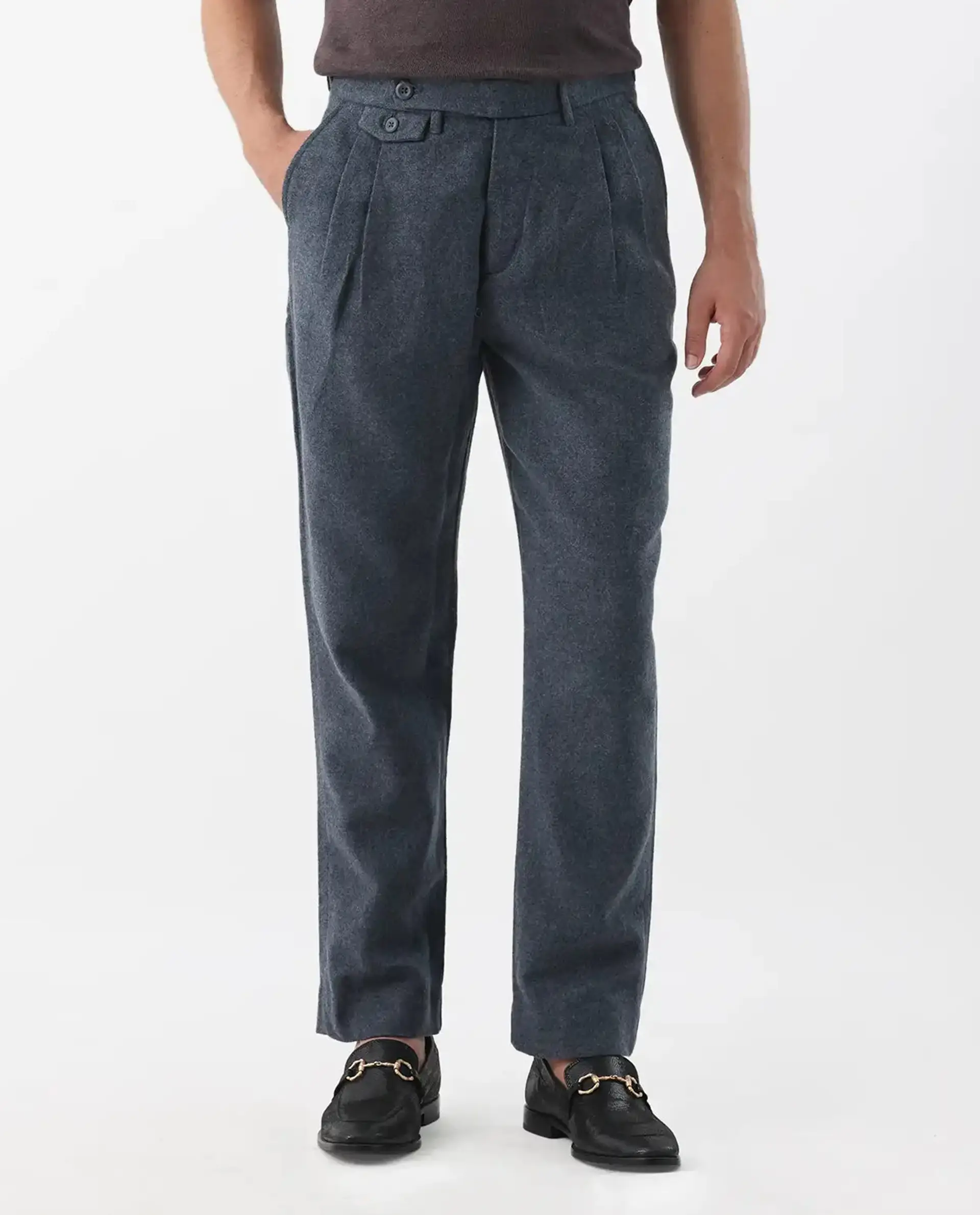 Rare Rabbit Men's Kaino Navy 100% Linen Plain Regular Fit Trouser - Image 7