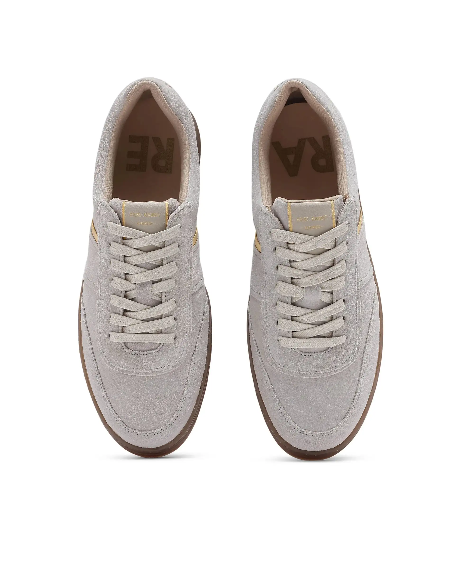 Rare Rabbit Men Kairos Light Beige Premium Suede Leather Low-Top Lace-Up Sneaker Shoes - Image 5