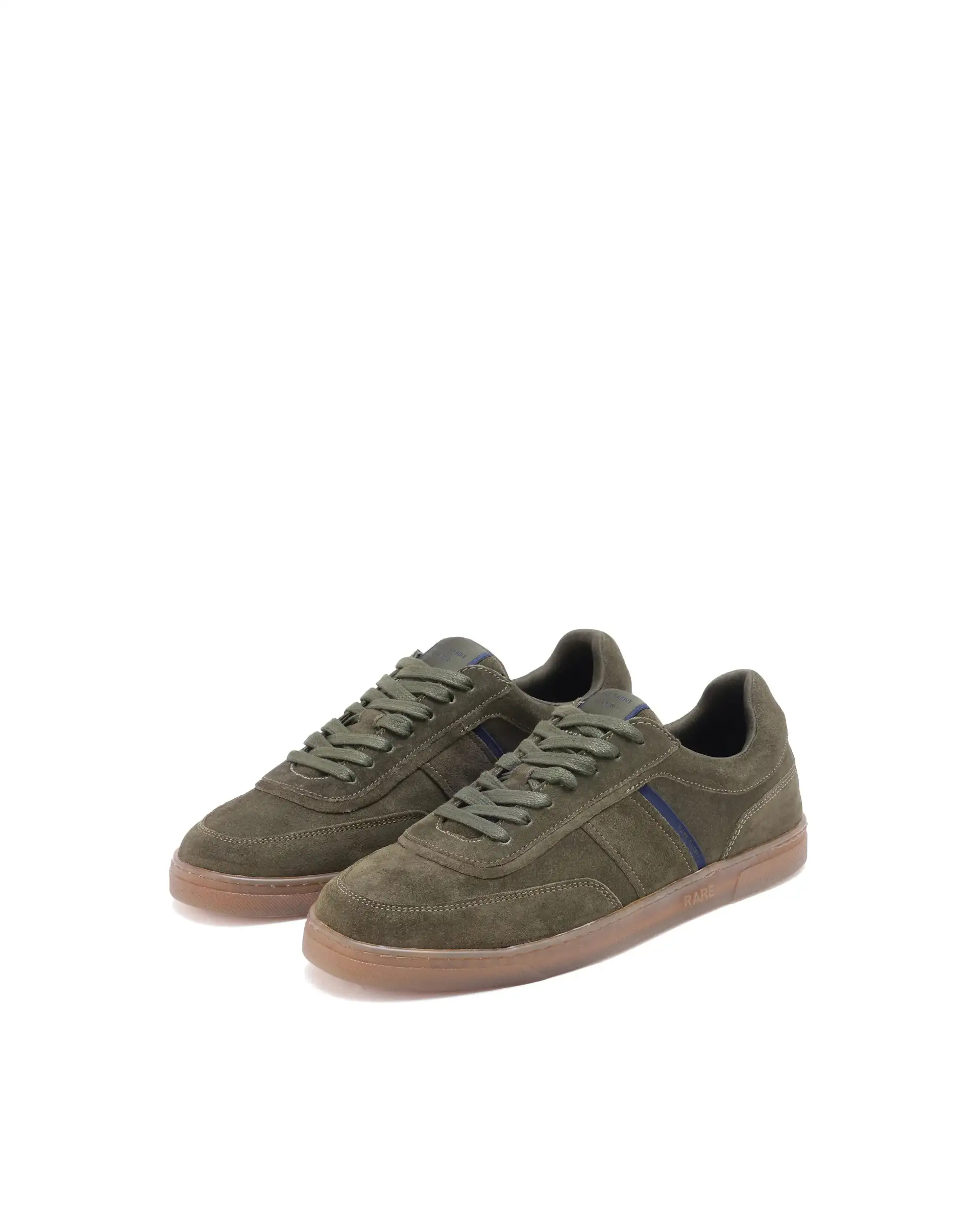 Rare Rabbit Men Kairos Olive Premium Suede Leather Low-Top Lace-Up Sneaker Shoes - Image 3