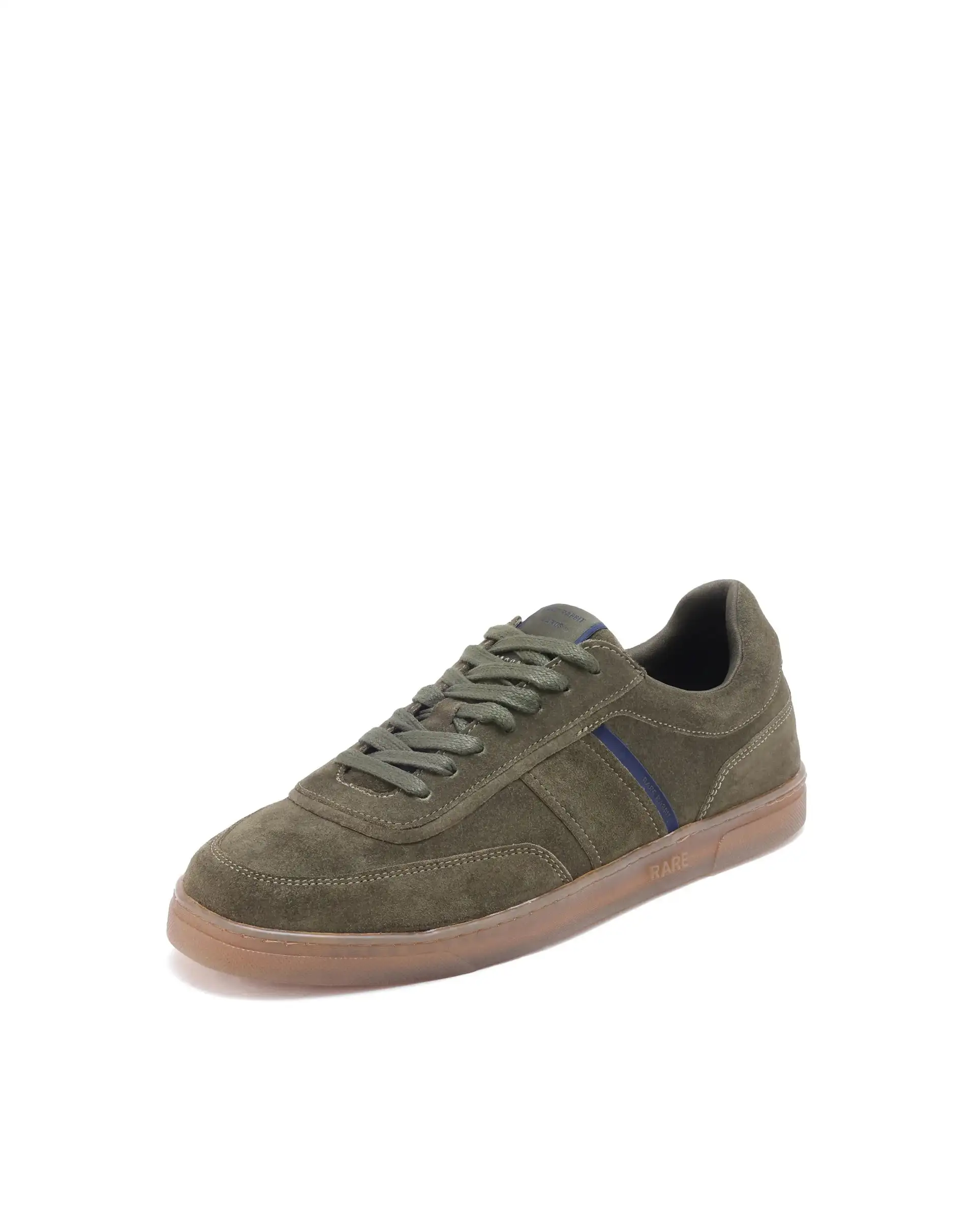 Rare Rabbit Men Kairos Olive Premium Suede Leather Low-Top Lace-Up Sneaker Shoes - Image 6