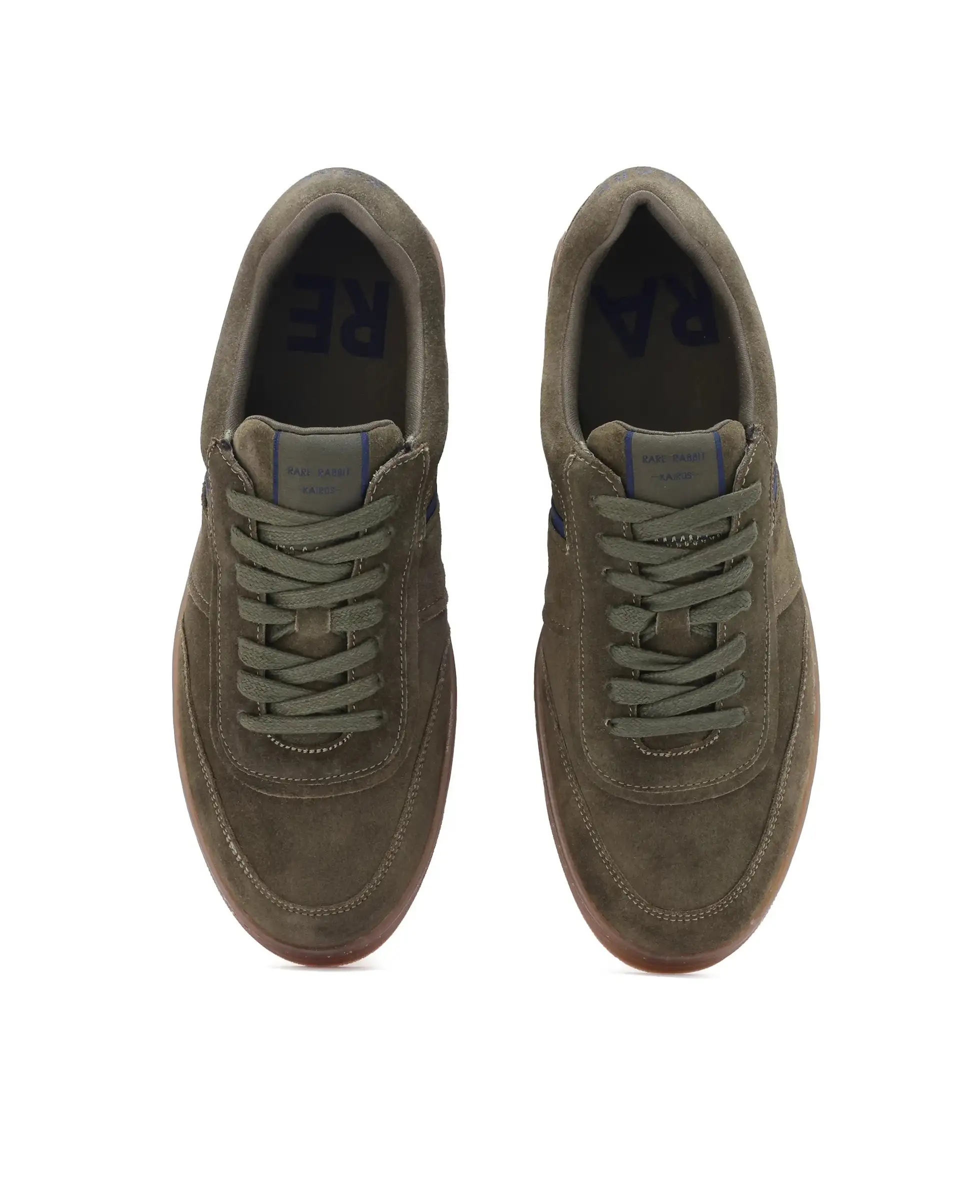 Rare Rabbit Men Kairos Olive Premium Suede Leather Low-Top Lace-Up Sneaker Shoes - Image 8
