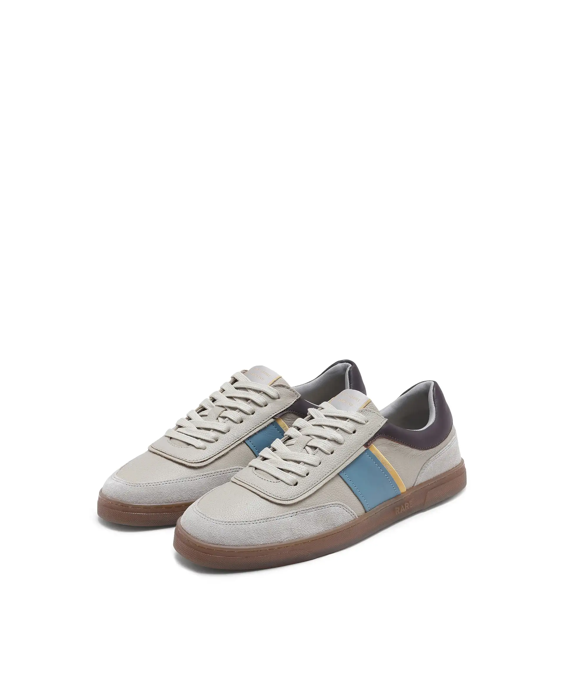 Rare Rabbit Men Kairos Pro Light Grey Premium Suede Leather Low-Top Lace-Up Sneaker Shoes - Image 3