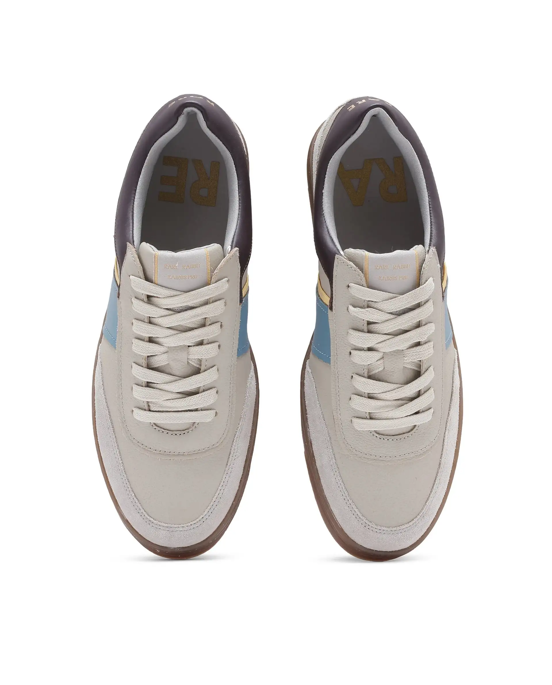 Rare Rabbit Men Kairos Pro Light Grey Premium Suede Leather Low-Top Lace-Up Sneaker Shoes - Image 5