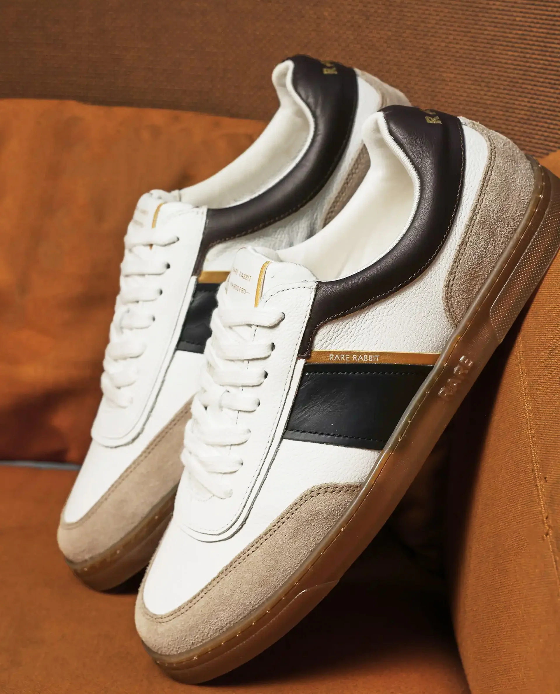 Rare Rabbit Men Kairos Pro White Premium Suede Leather Low-Top Lace-Up Sneaker Shoes - Image 2