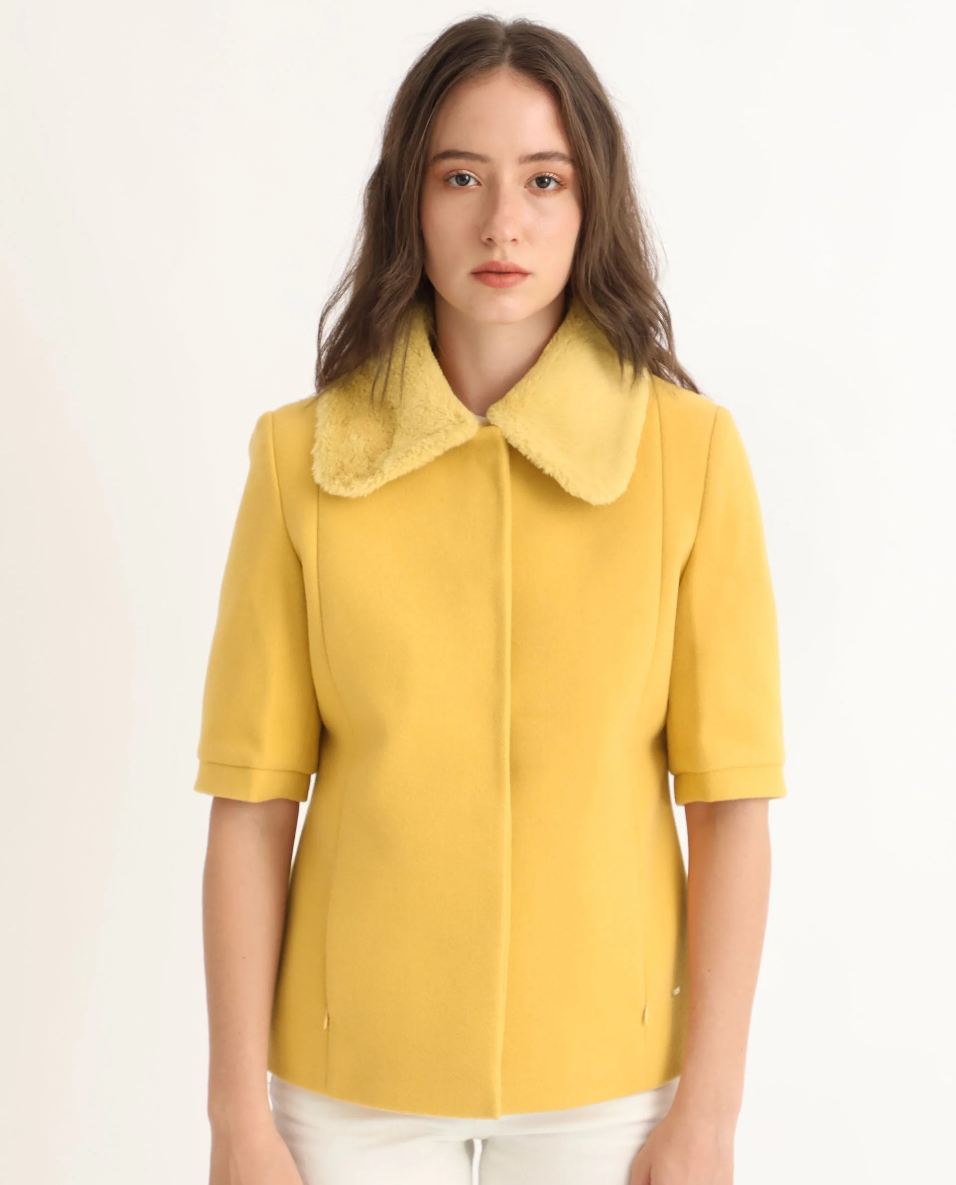 Rareism Women's Kaise Yellow Polyester Spread Collar Plain Bell Sleeve Regular Fit Jacket - Image 9