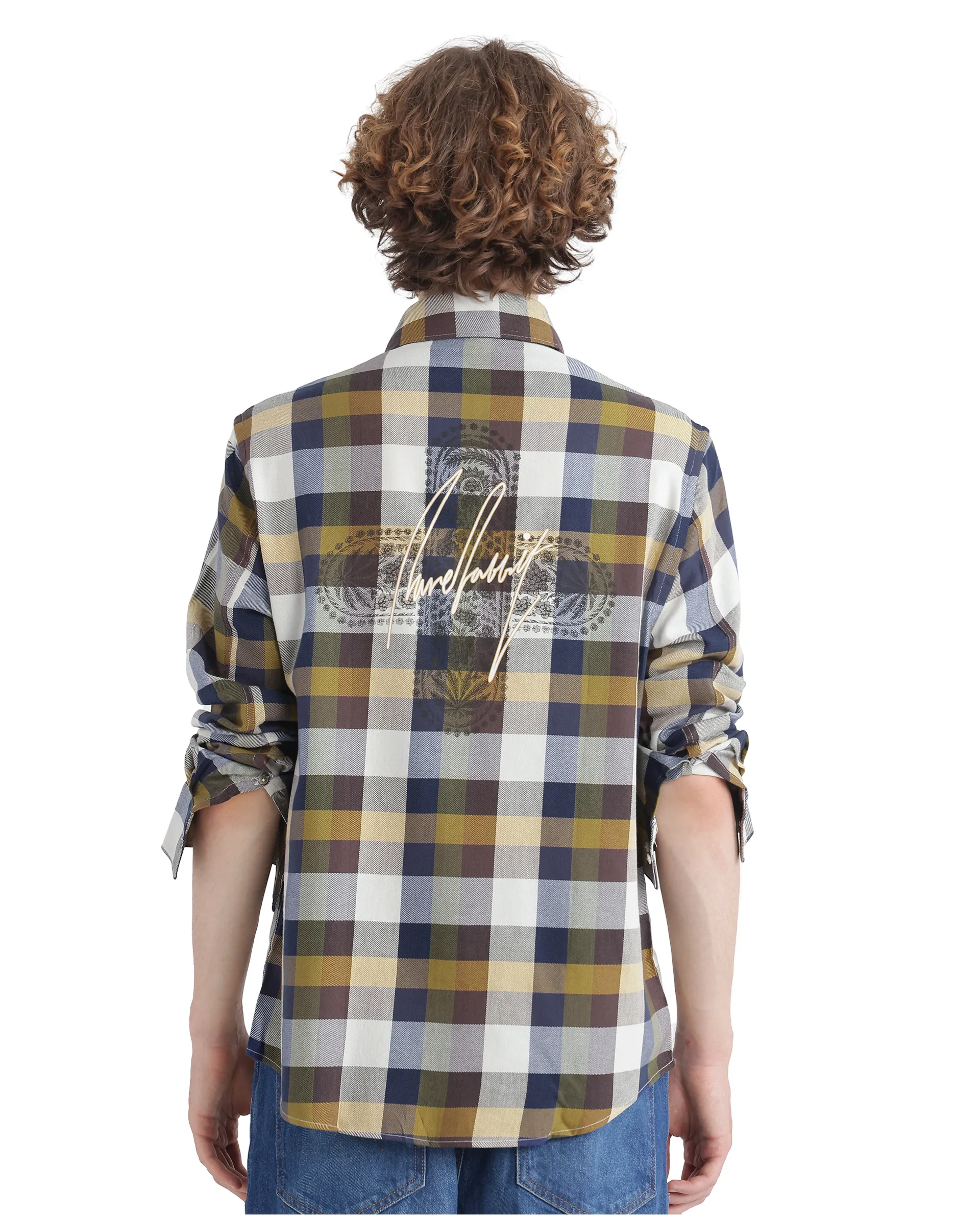 Rare Rabbit Men's Kalen Multi Checked Print Oversized Fit Full Sleeve Collared Shirt - Image 4