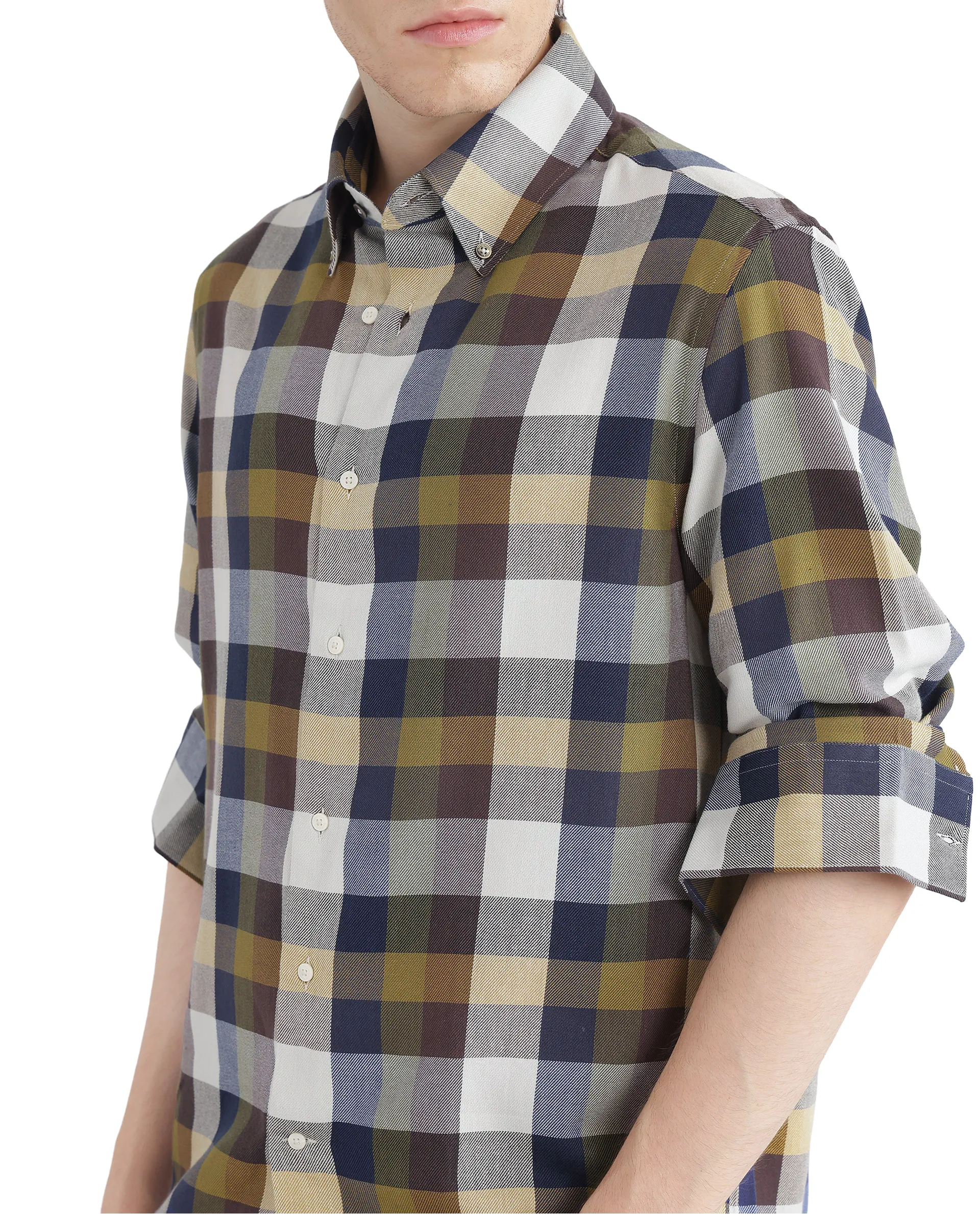 Rare Rabbit Men's Kalen Multi Checked Print Oversized Fit Full Sleeve Collared Shirt - Image 8