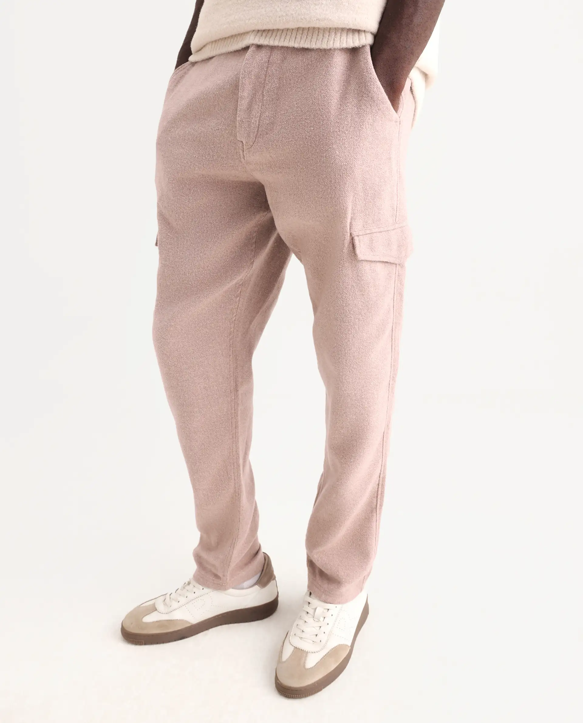 Rare Rabbit Men's Kalor Peach Cotton Blend Plain Regular Fit Trouser - Image 2