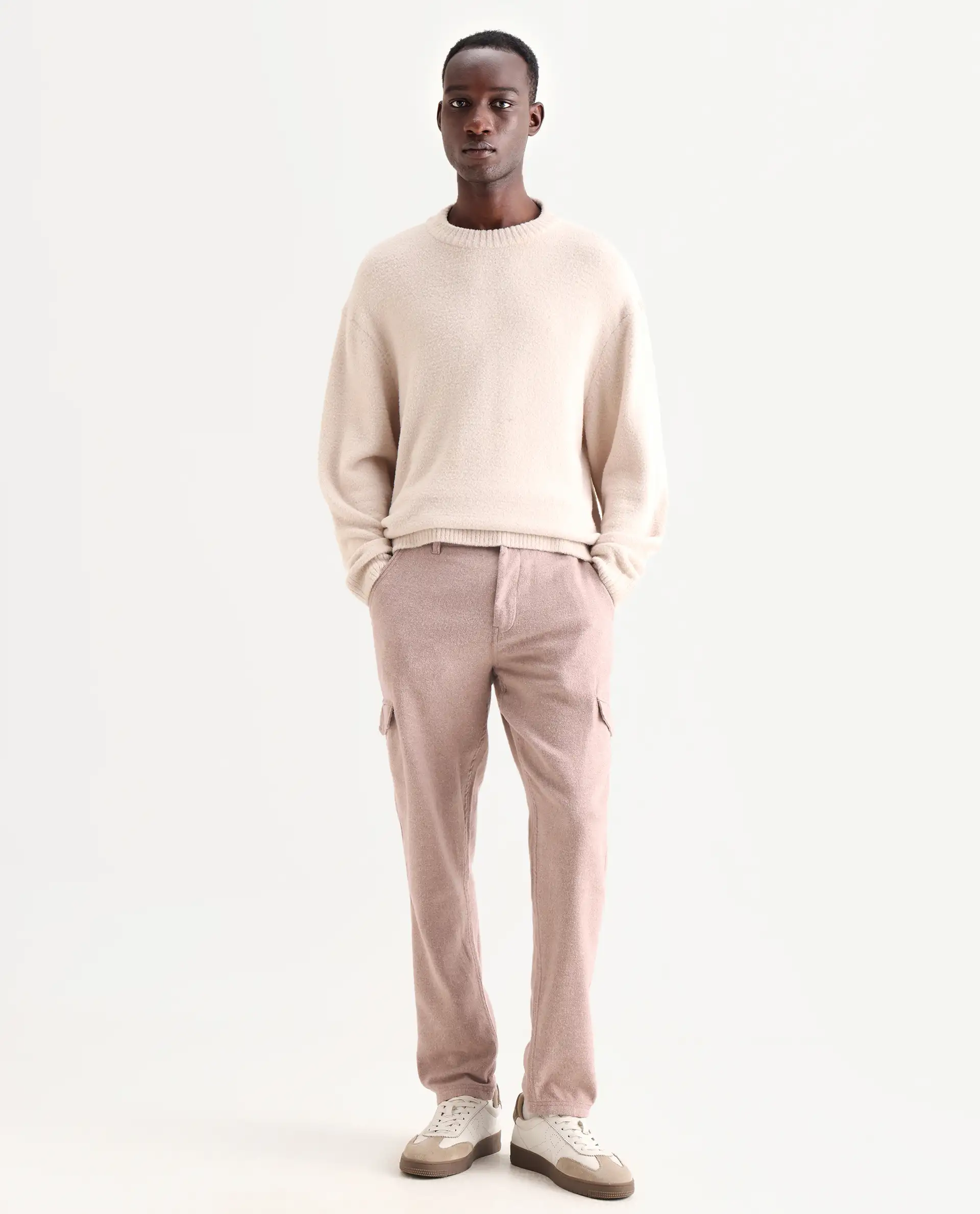 Rare Rabbit Men's Kalor Peach Cotton Blend Plain Regular Fit Trouser - Image 4