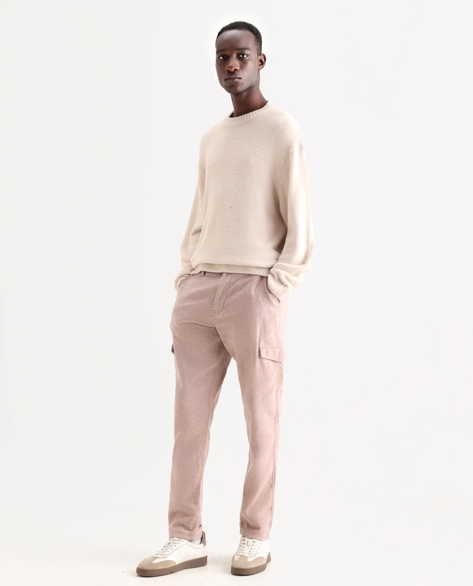 Rare Rabbit Men's Kalor Peach Cotton Blend Plain Regular Fit Trouser - Image 6