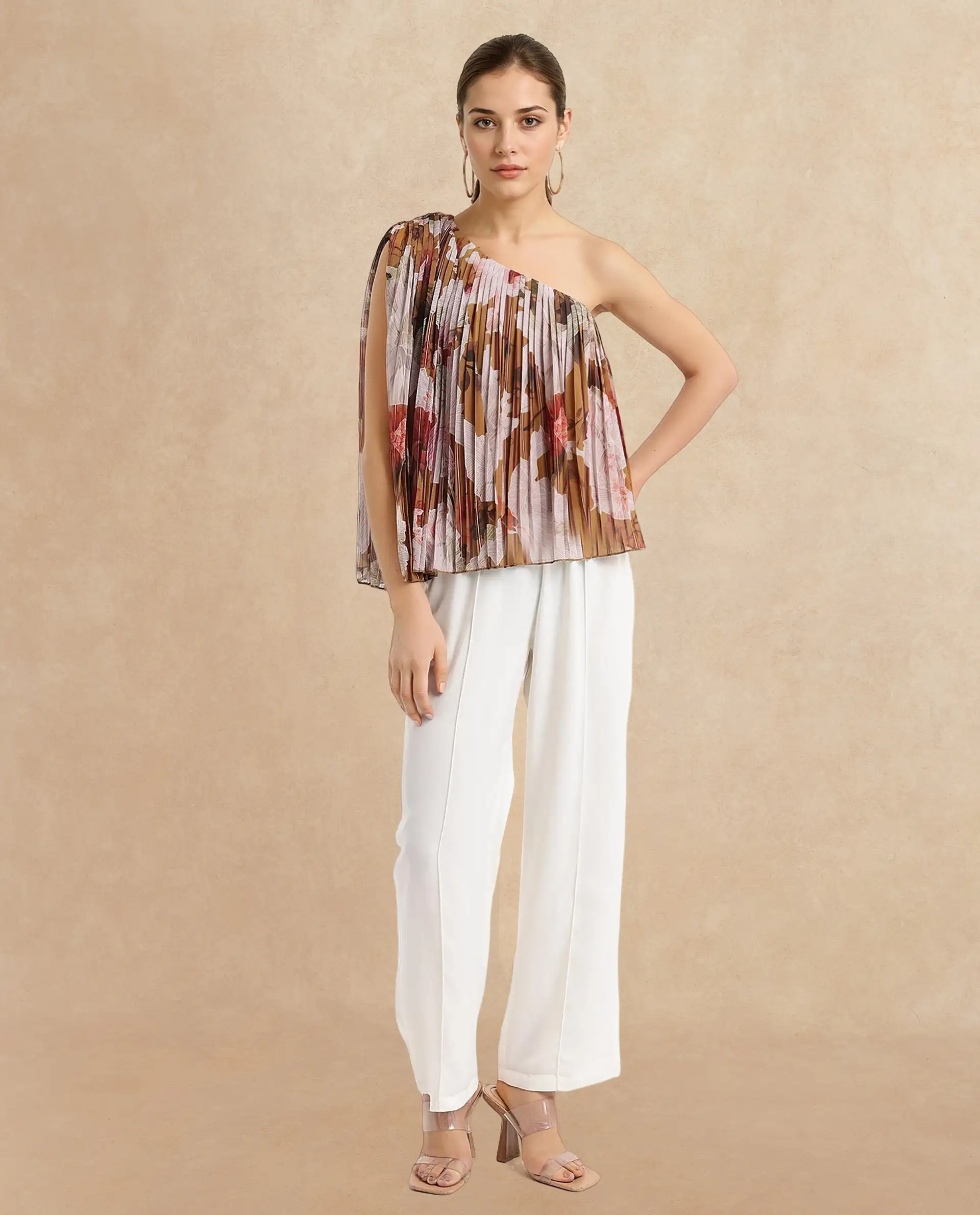 Rareism Women's Kamri Multi Polyester One Shoulder Floral Print One Shoulder Regular Fit Top - Image 6